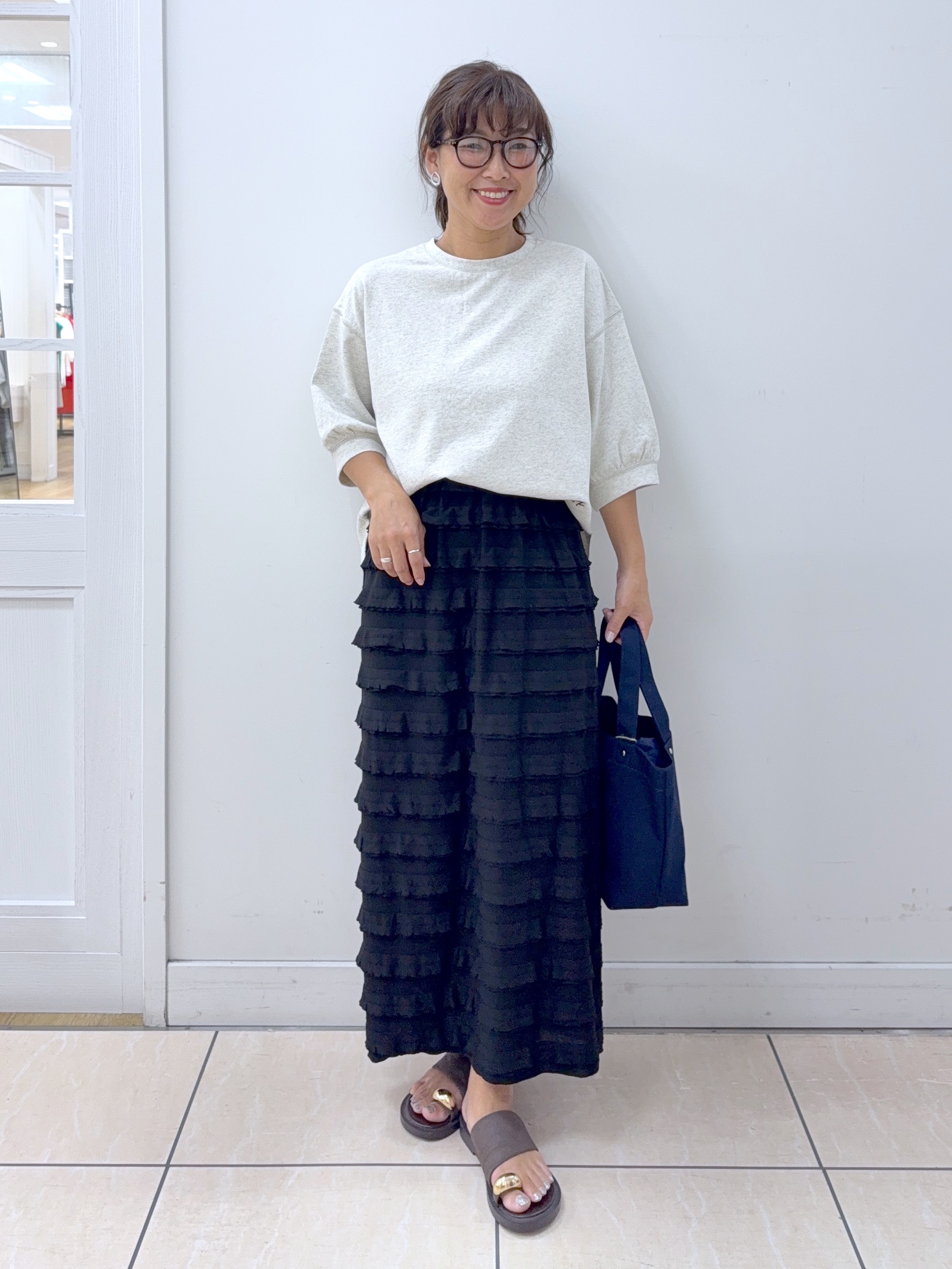 Osawaさんの「Dessin｜【高レビュー/洗える/XS-L】バックヘンリーミニ裏毛 5分袖」を使ったコーディネート