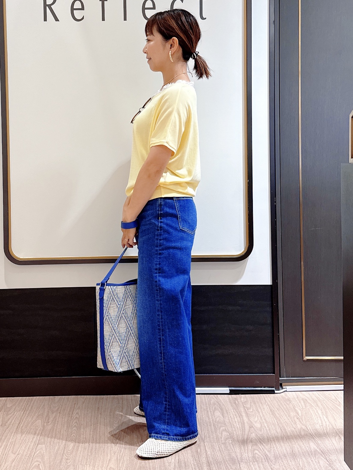 nekoさんの「Reflect｜【二の腕カバー／手洗い可】ネックレース フレンチスリーブニット」を使ったコーディネート