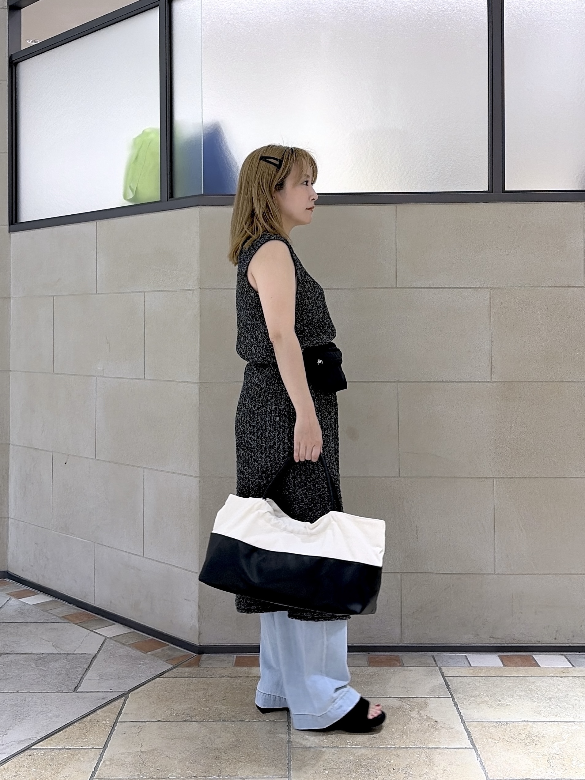 よねさんの「INDIVI｜メランジニットワンピース」を使ったコーディネート