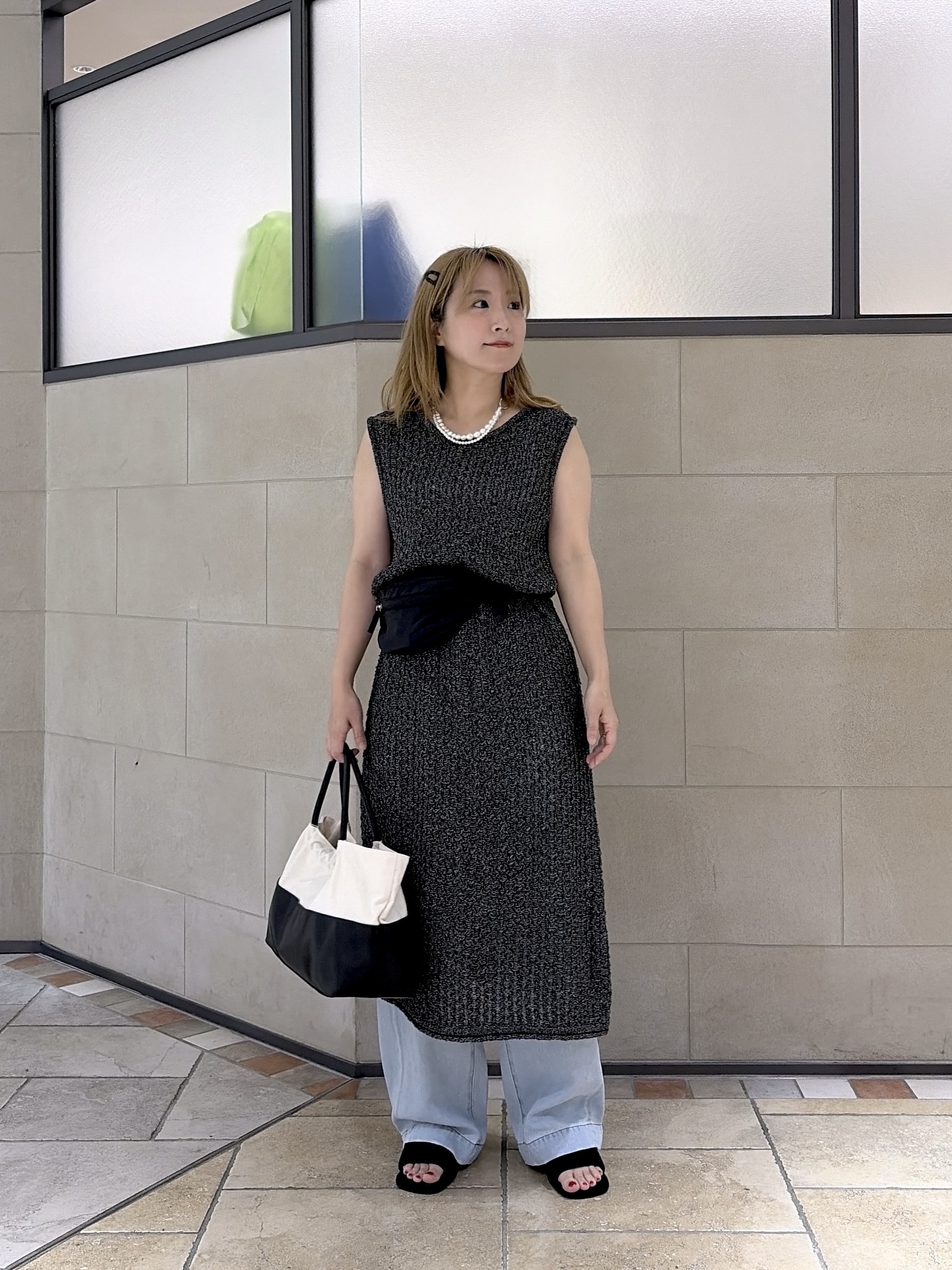 よねさんの「INDIVI｜メランジニットワンピース」を使ったコーディネート