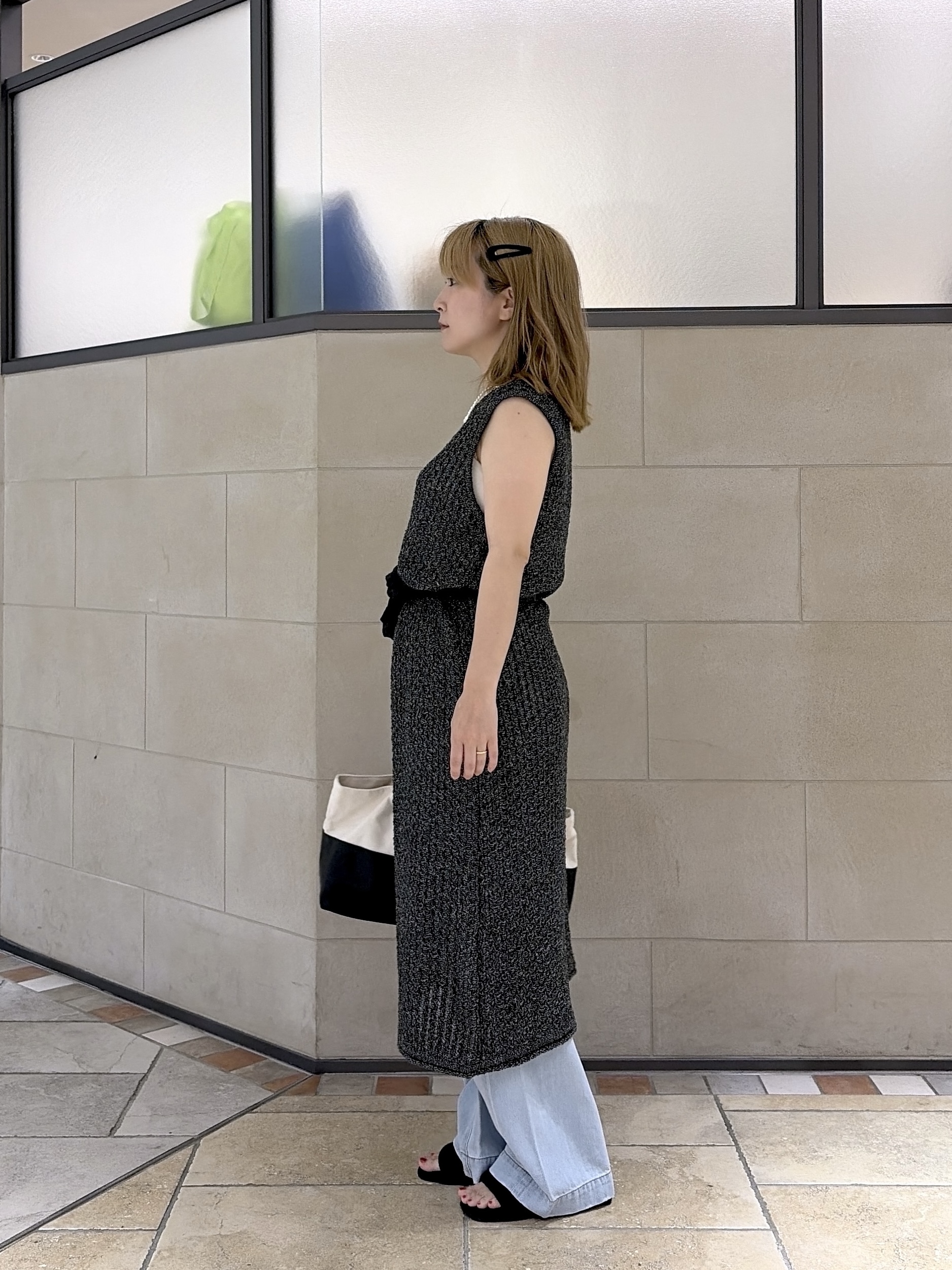 よねさんの「INDIVI｜メランジニットワンピース」を使ったコーディネート