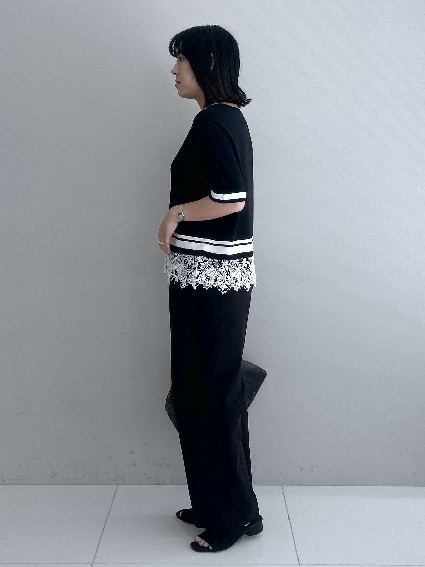 Hirokaさんの「grove｜【シリーズ累計36万枚／UVカット・洗濯機OK】やわらかドライタッチレースドッキングニット」を使ったコーディネート