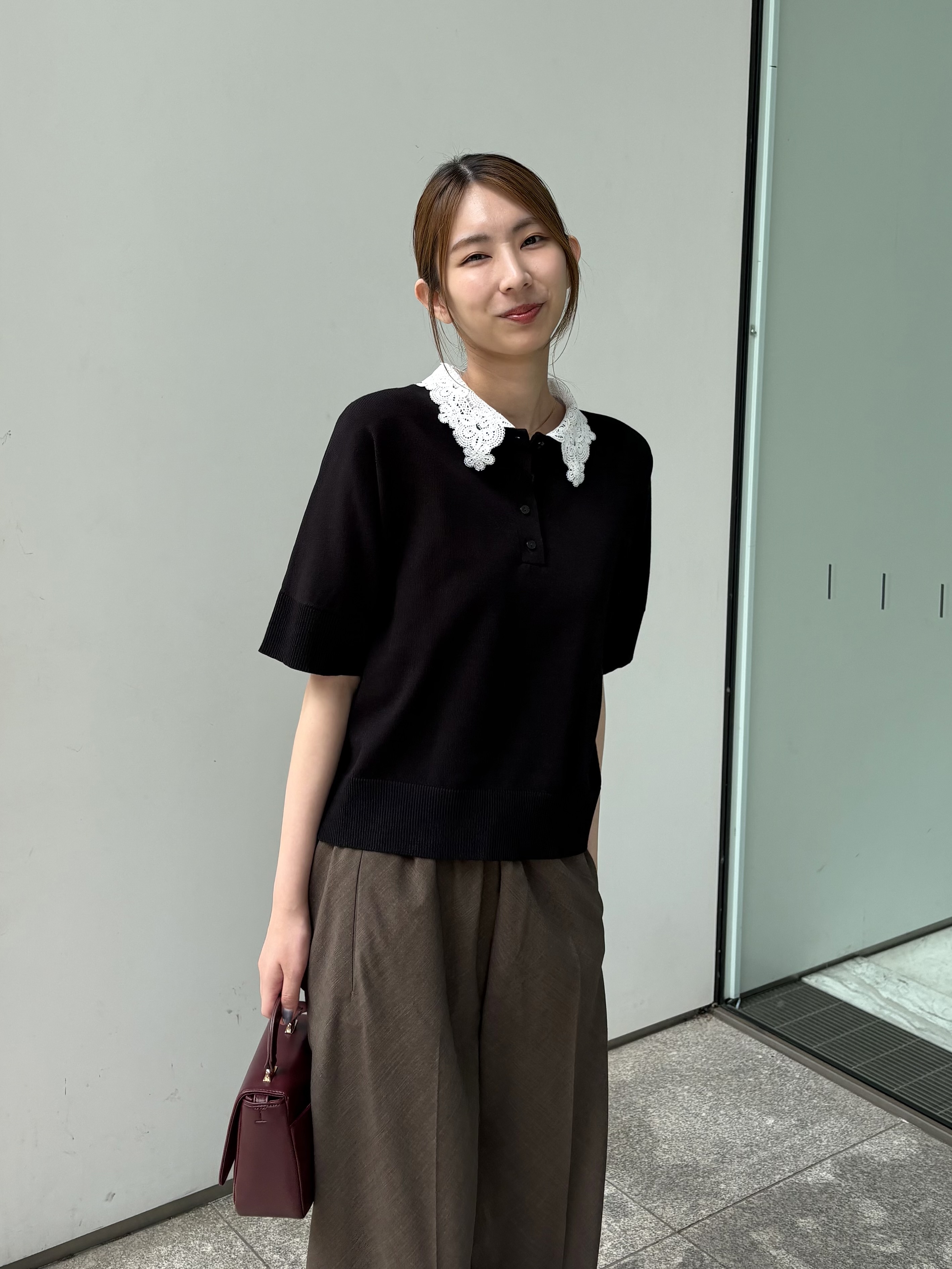 めぐさんの「OPAQUE.CLIP｜【森絵梨佳さん着用】2WAY衿ドッキングニット《洗濯機OK》」を使ったコーディネート