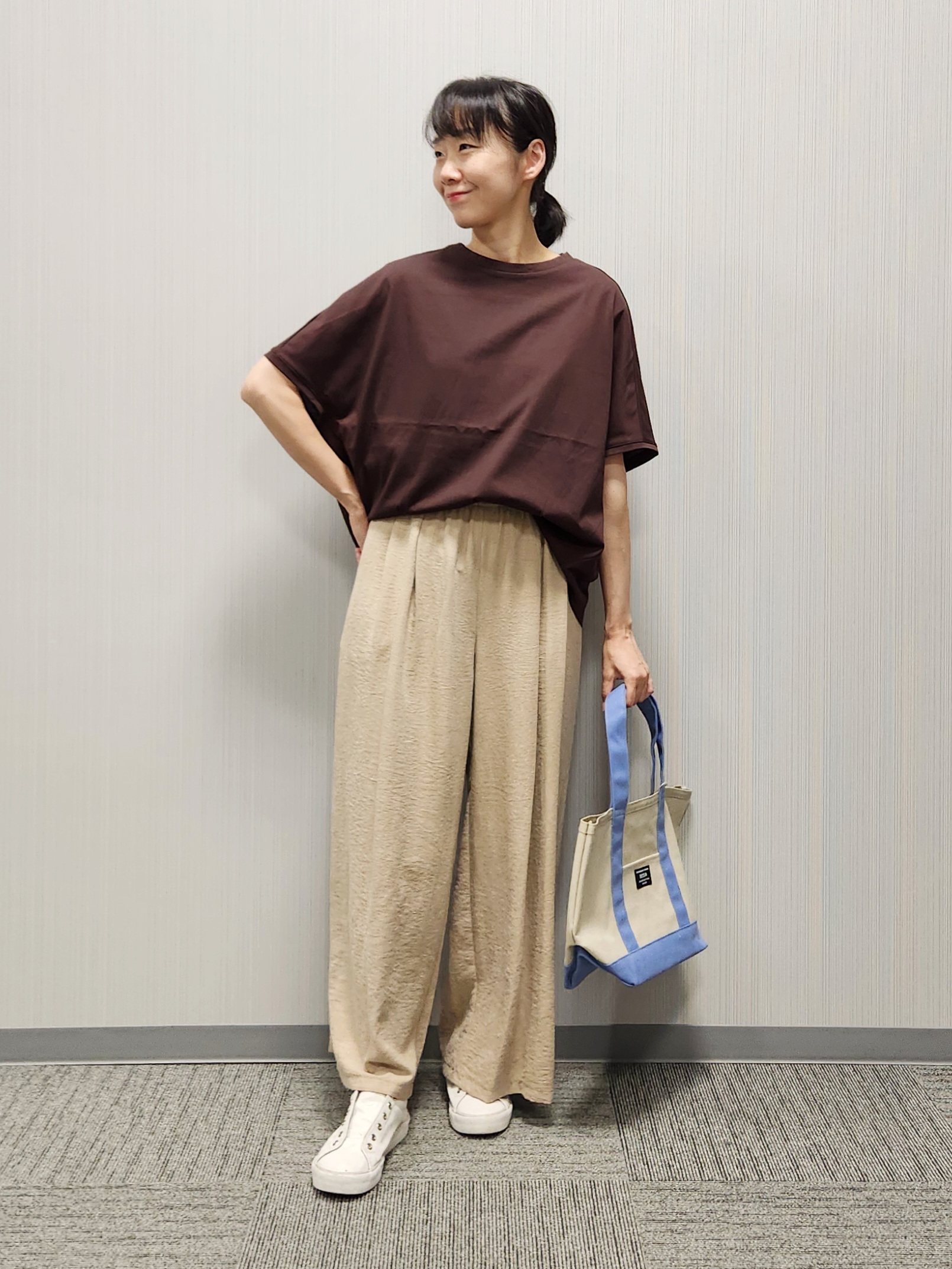 naraさんの「Dessin｜ピーチタッチ タックワイドパンツ」を使ったコーディネート