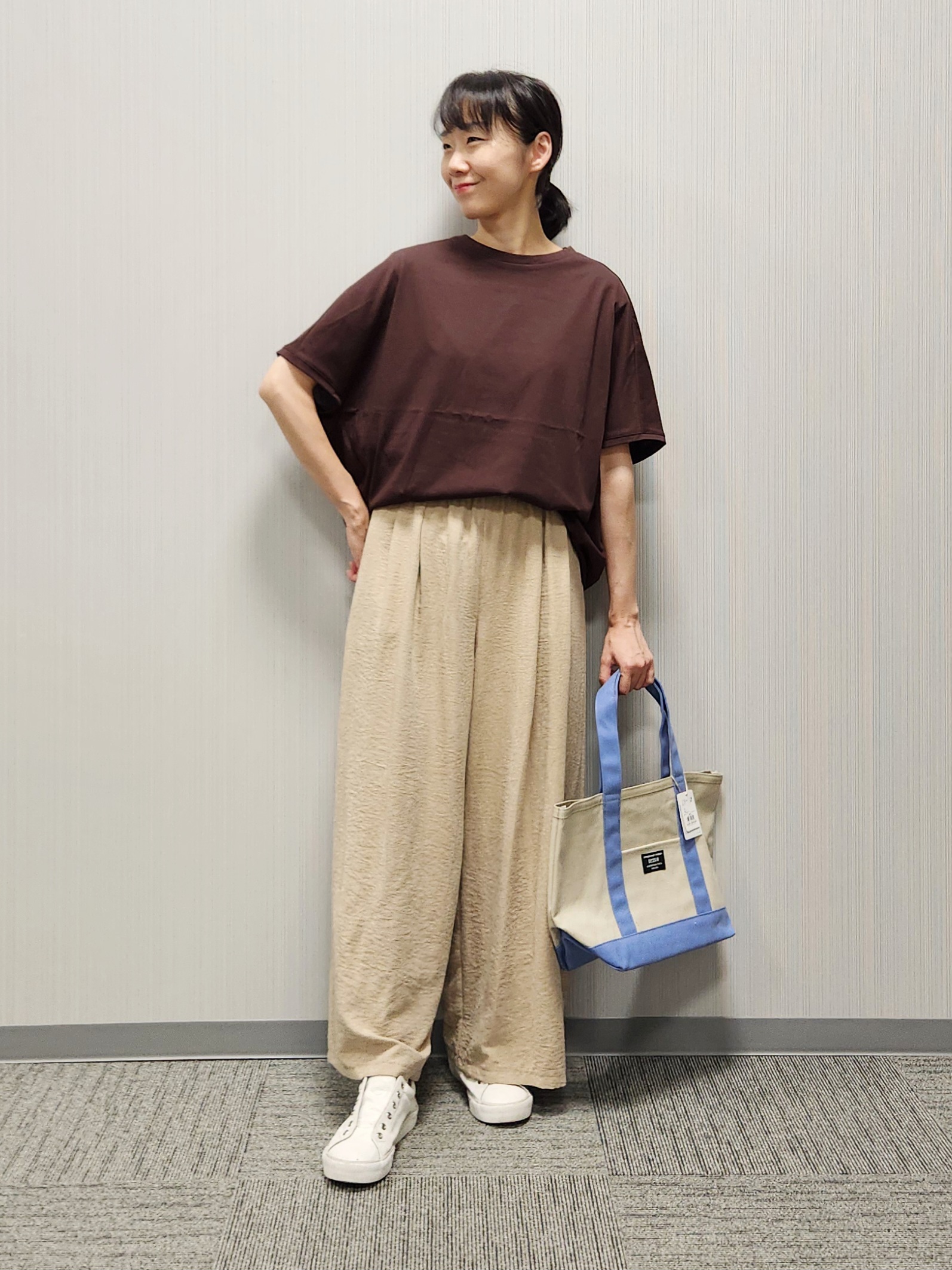 naraさんの「Dessin｜ピーチタッチ タックワイドパンツ」を使ったコーディネート
