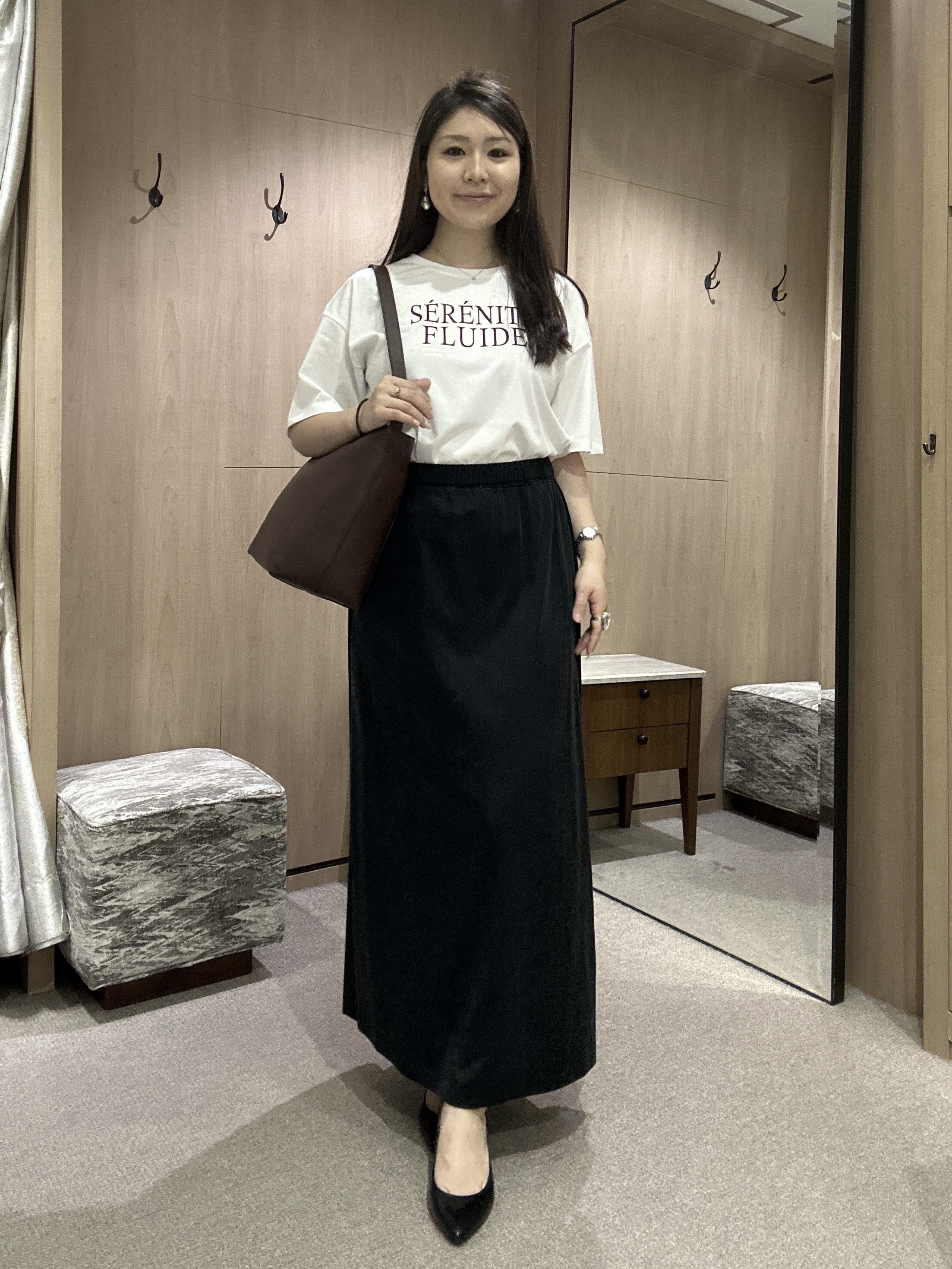 YURIさんの「UNTITLED｜【秋羽織り/セットアップ可/UVカット】エアリークールドロストシャツ」を使ったコーディネート
