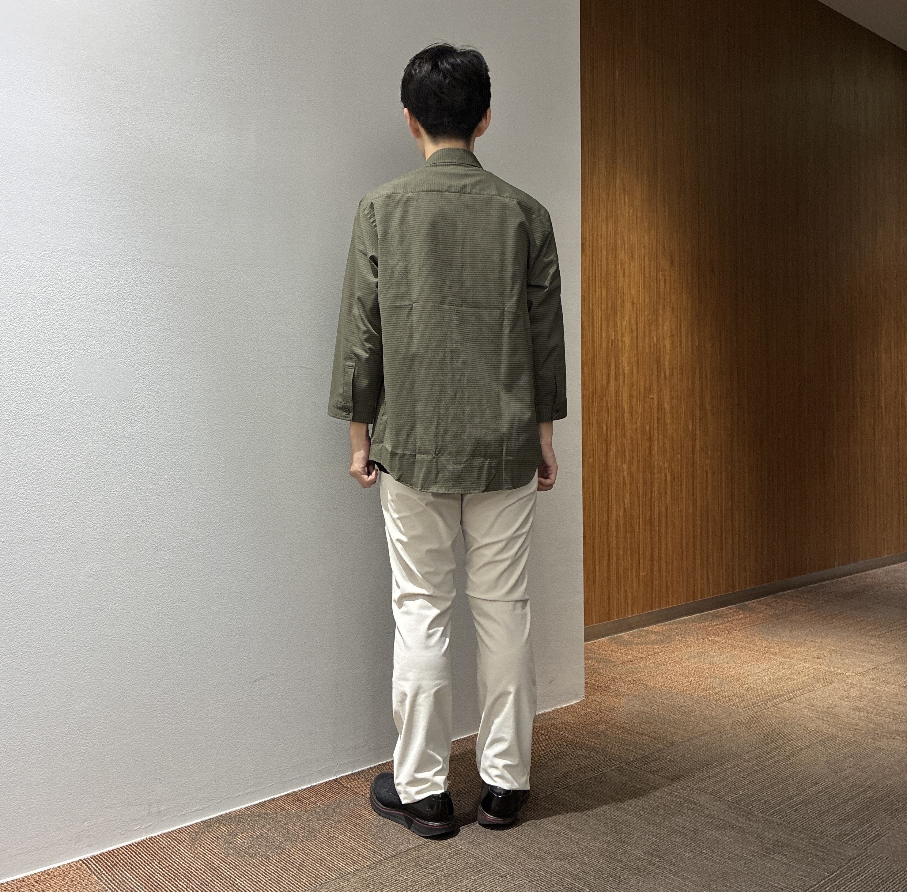 わいずみさんの「TAKEO KIKUCHI｜【日本製】DotAir（R）サッカー7分袖シャツ」を使ったコーディネート