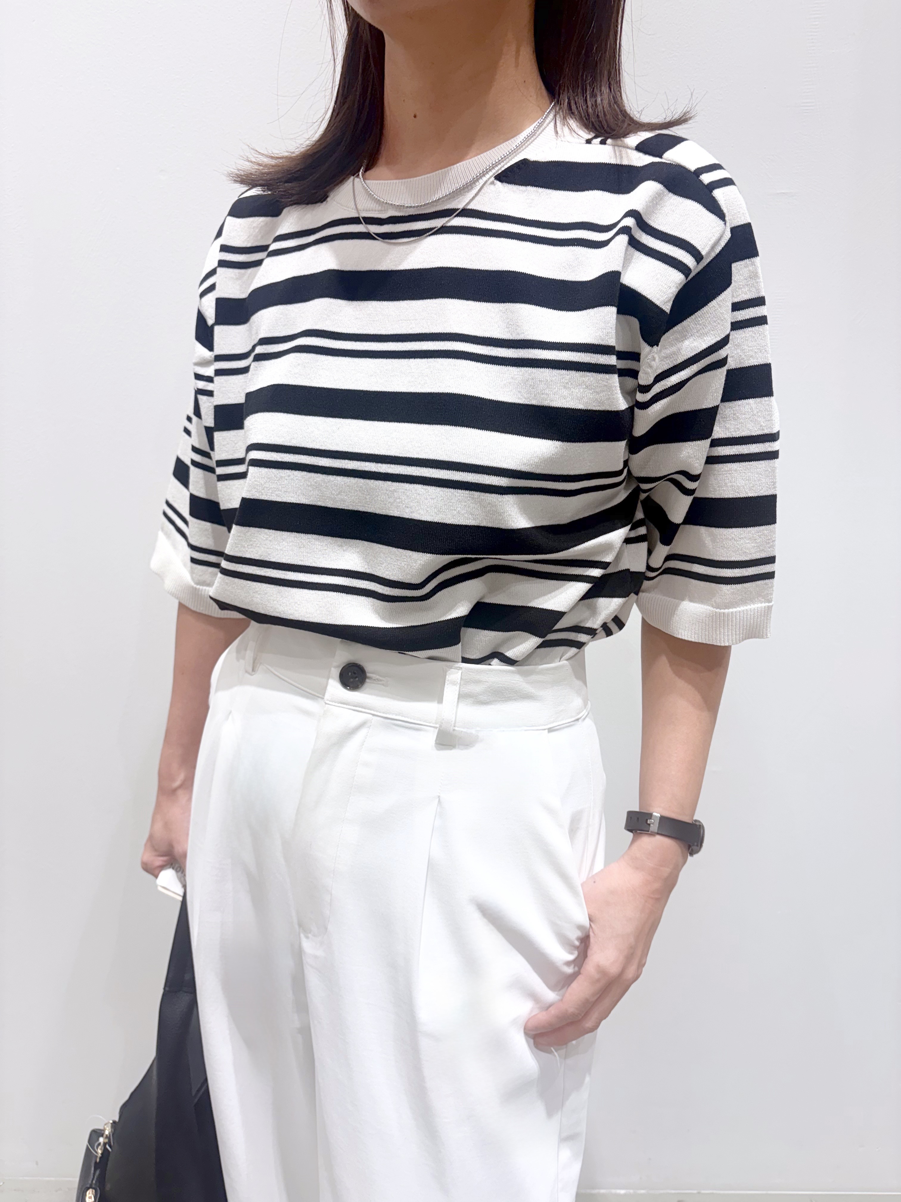 ＷＡさんの「grove｜【UVカット・洗濯機◎】Tシャツ感覚で着られるコットン混ニット」を使ったコーディネート