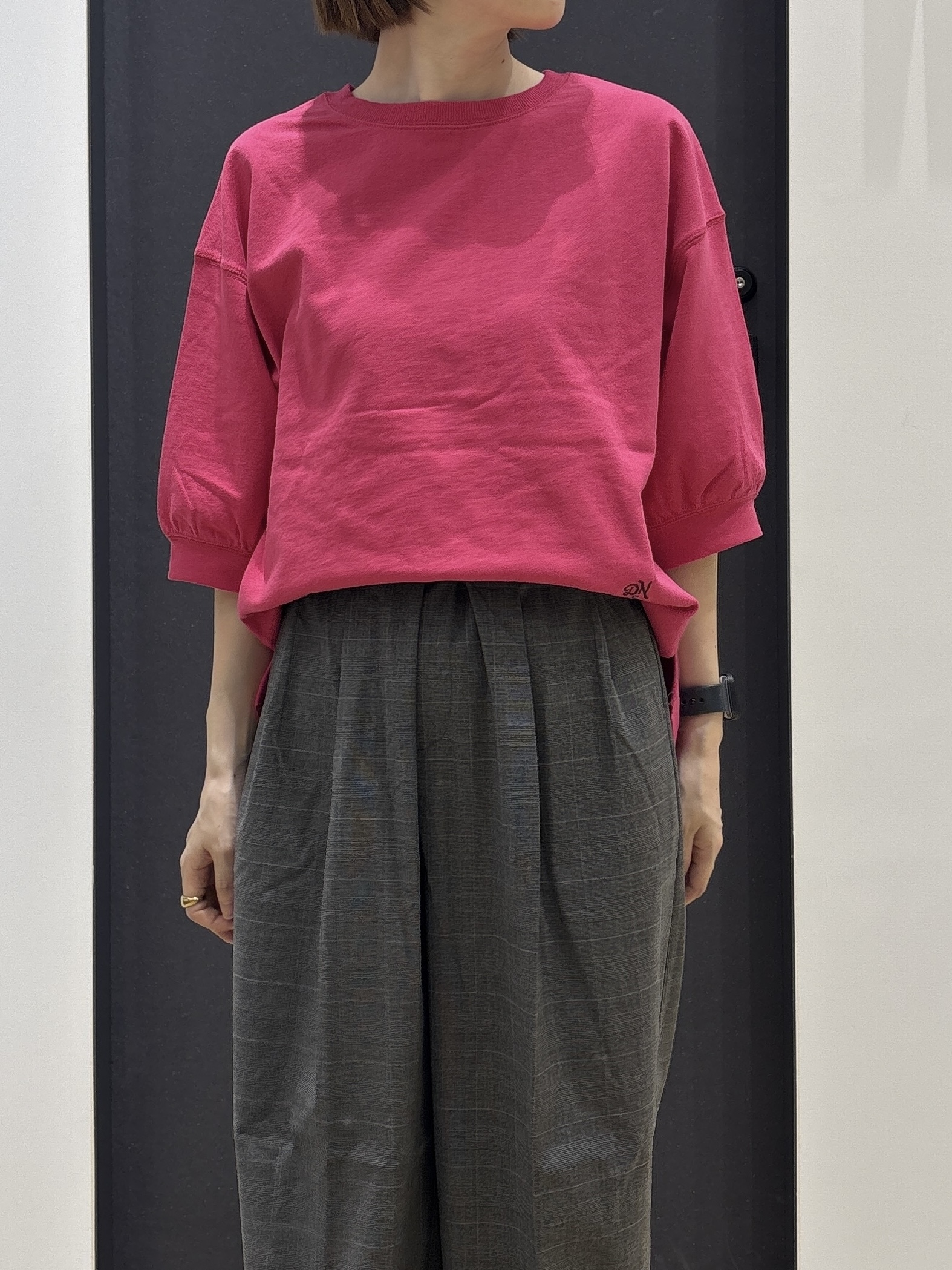 risaさんの「Dessin｜【高レビュー/洗える/XS-L】バックヘンリーミニ裏毛 5分袖」を使ったコーディネート