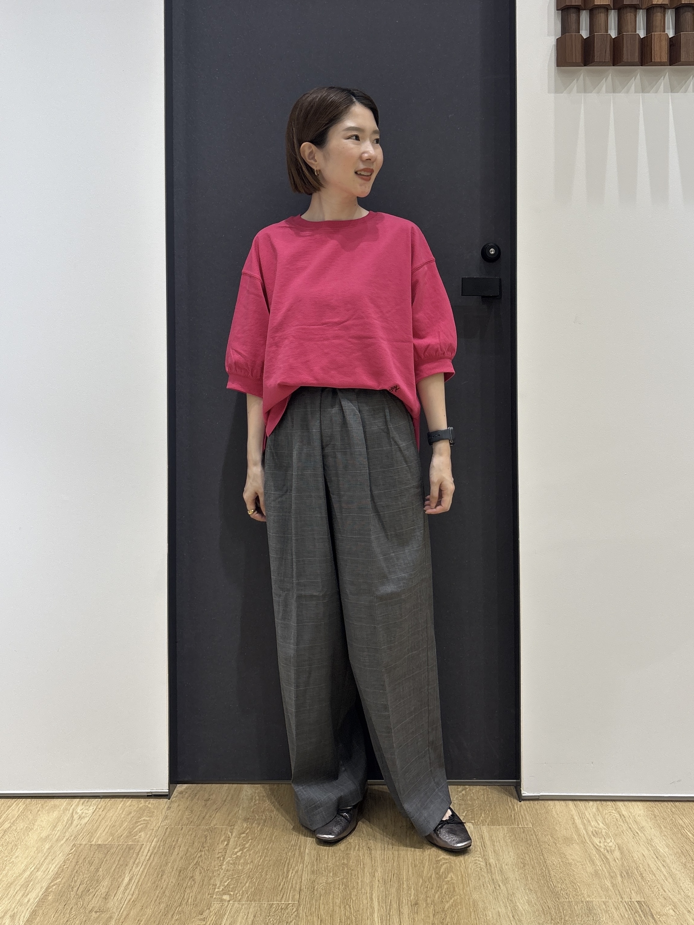 risaさんの「Dessin｜【高レビュー/洗える/XS-L】バックヘンリーミニ裏毛 5分袖」を使ったコーディネート