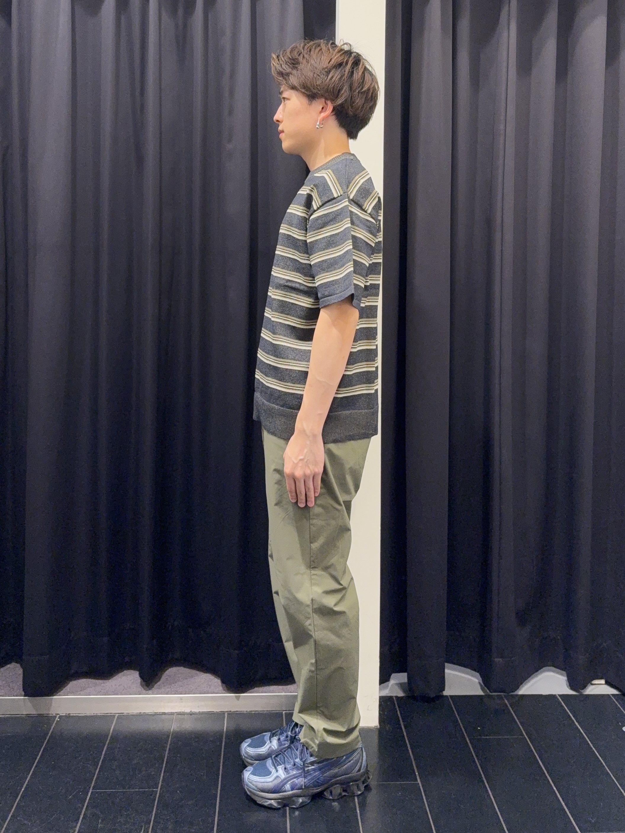 カシマさんの「THE SHOP TK｜【抗菌防臭／UVカット／洗濯機OK】和紙混 半袖ニット」を使ったコーディネート