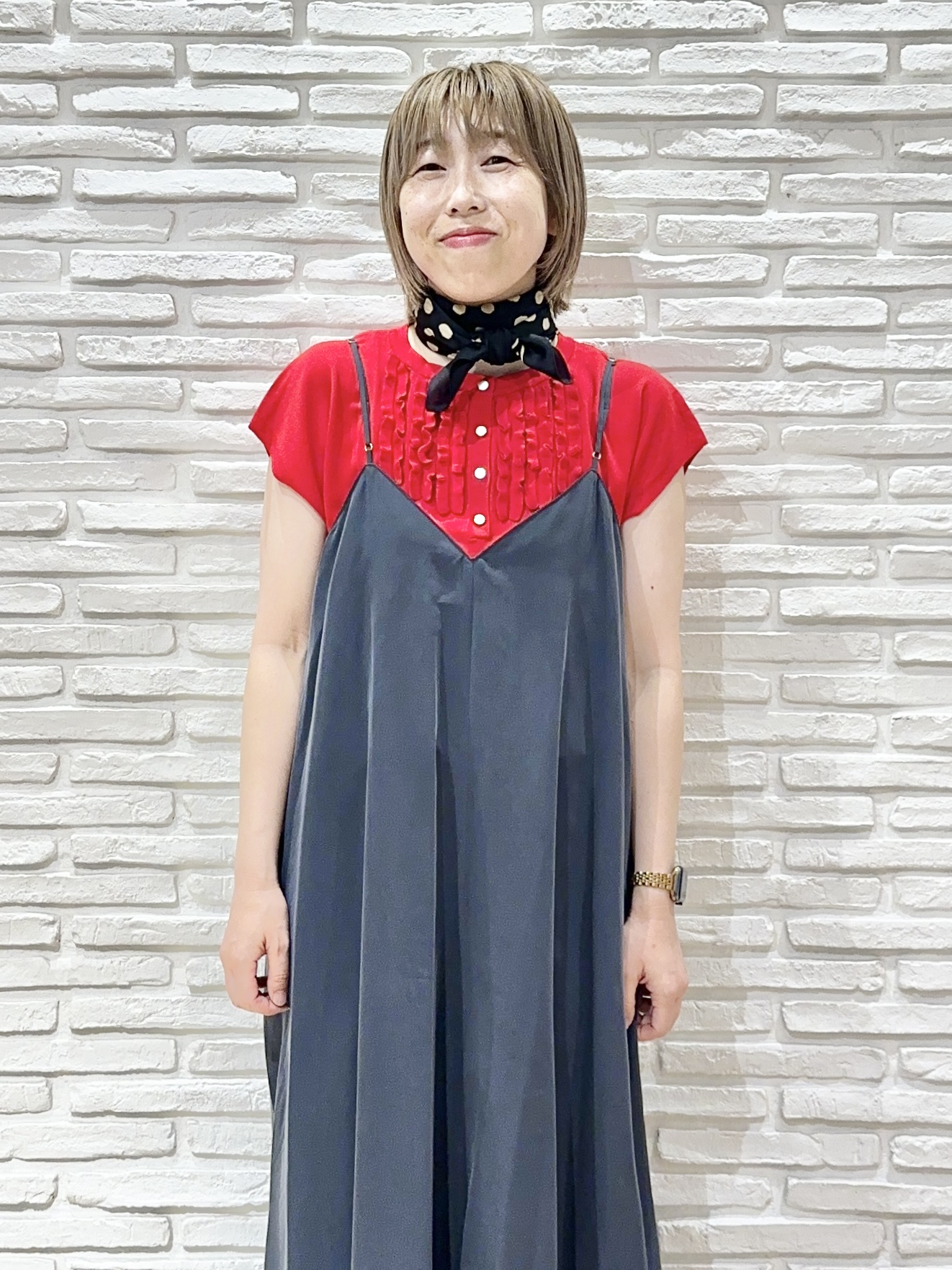 Hana...eさんの「index｜【UV】フリルフレンチスリーブニット《接触冷感／洗濯機OK》」を使ったコーディネート