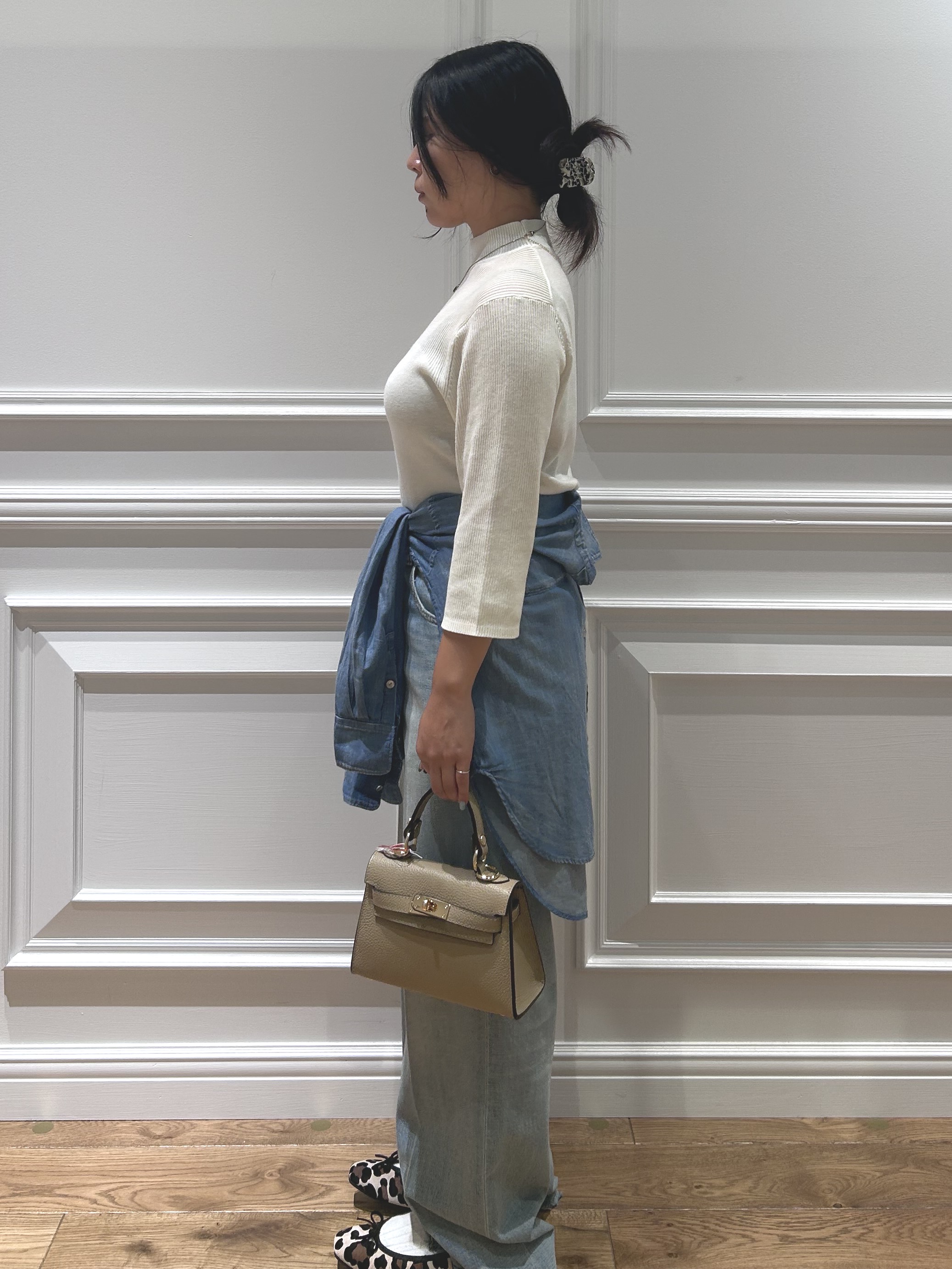 とりみさんの「DRESSTERIOR｜【接触冷感】クールタッチ ハーフスリーブニット」を使ったコーディネート