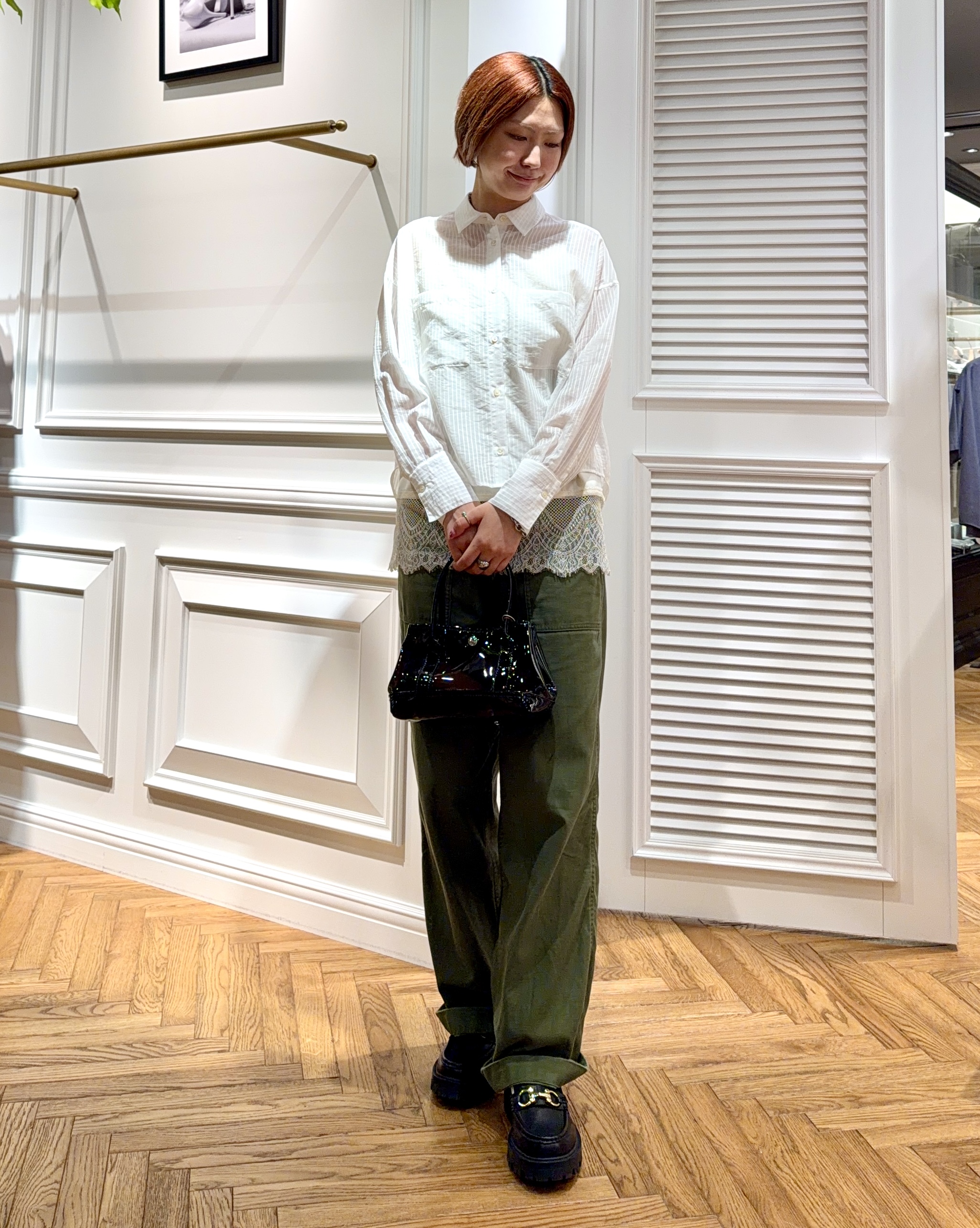 renaさんの「DRESSTERIOR｜◆シアーストライプクロップドシャツ」を使ったコーディネート