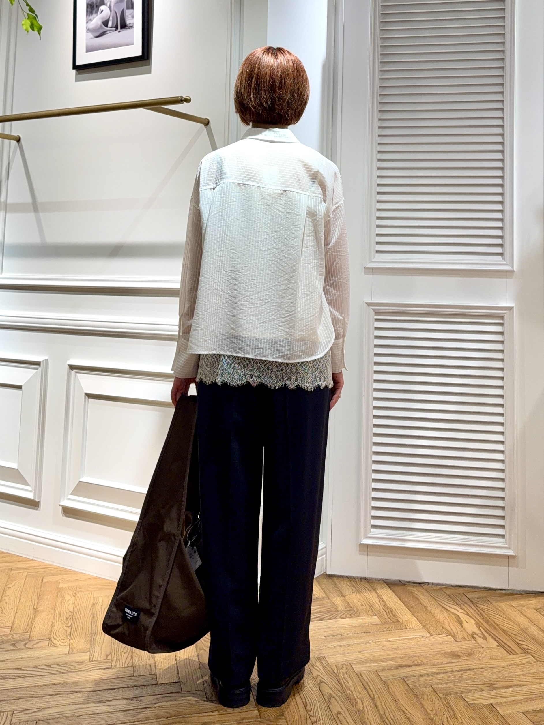 renaさんの「DRESSTERIOR｜◆シアーストライプクロップドシャツ」を使ったコーディネート