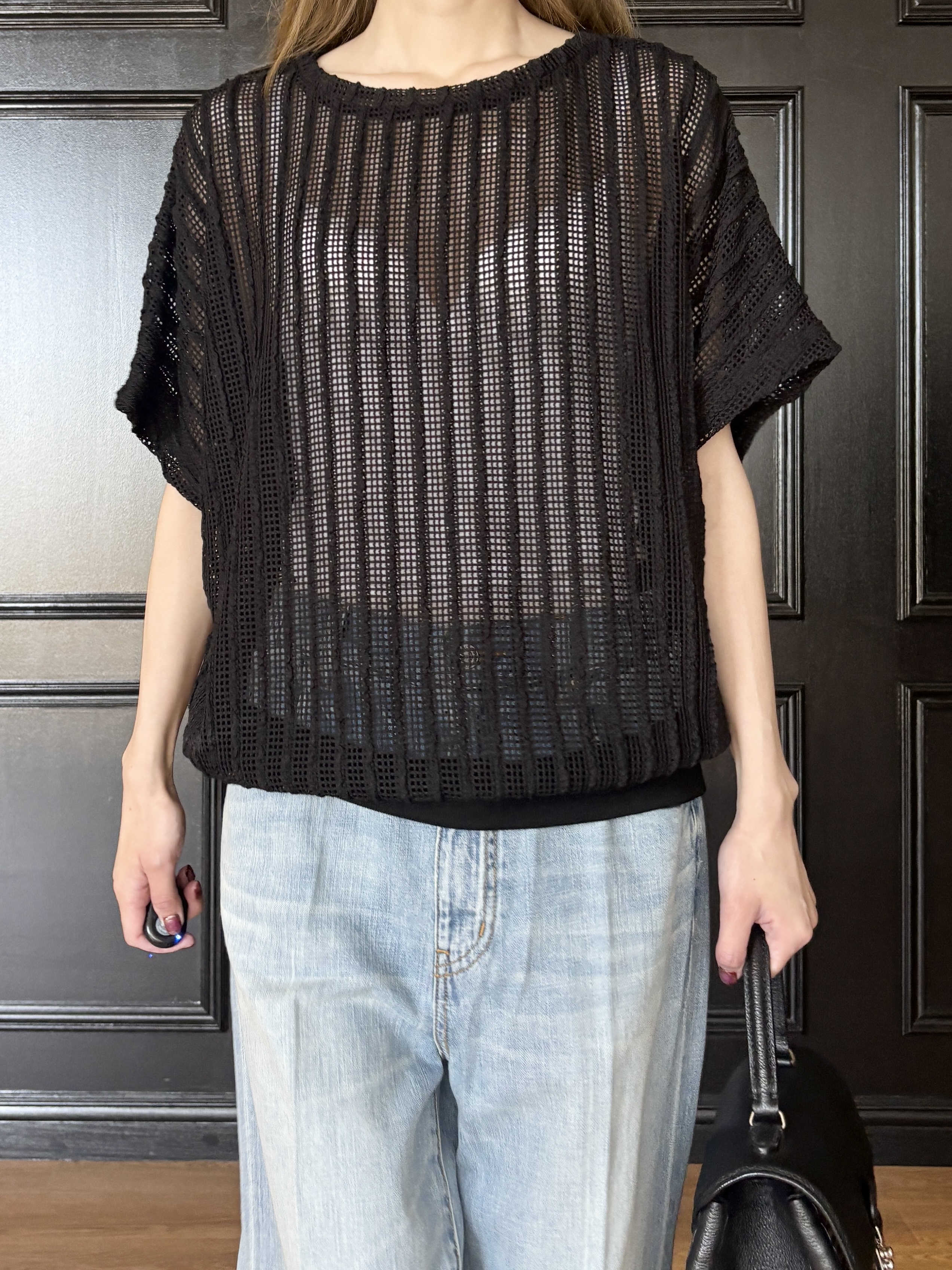 清水夏姫さんの「DRESSTERIOR｜センタープレス ワイドストレートデニム」を使ったコーディネート