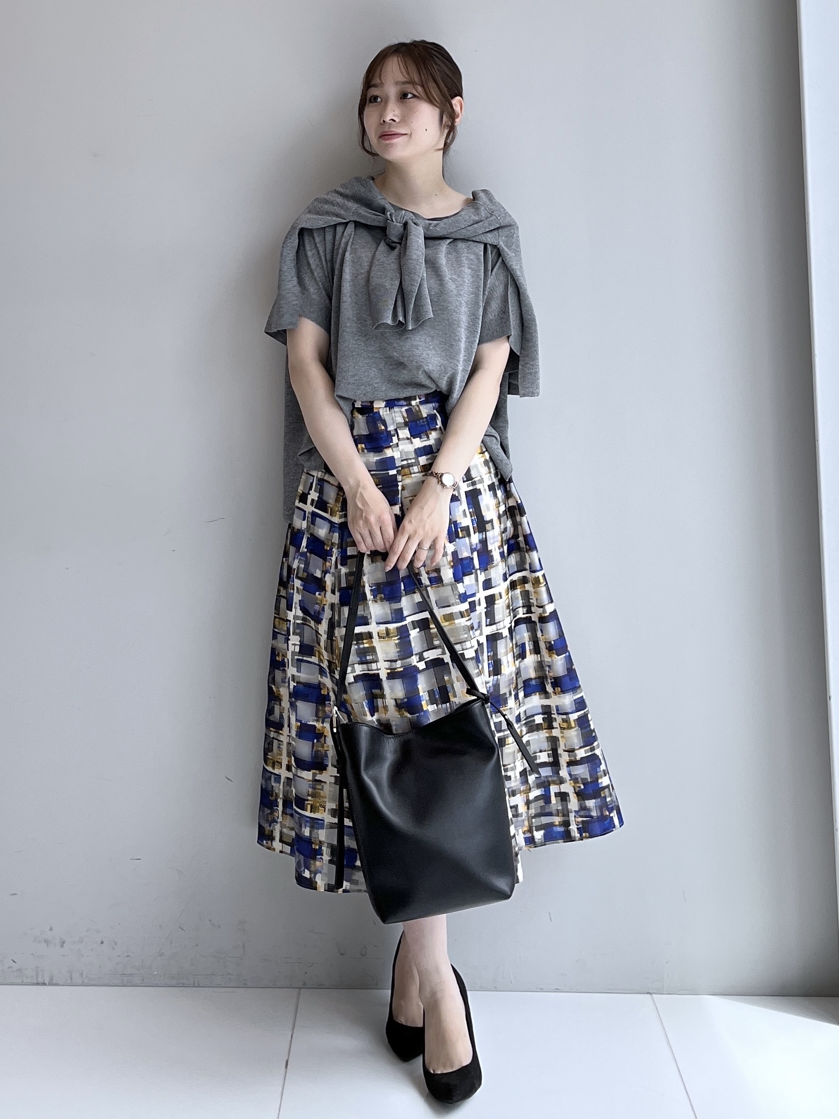 Saekoさんの「UNTITLED｜【アンサンブル可/品のある透け感】Tシャツ風ニットトップス」を使ったコーディネート