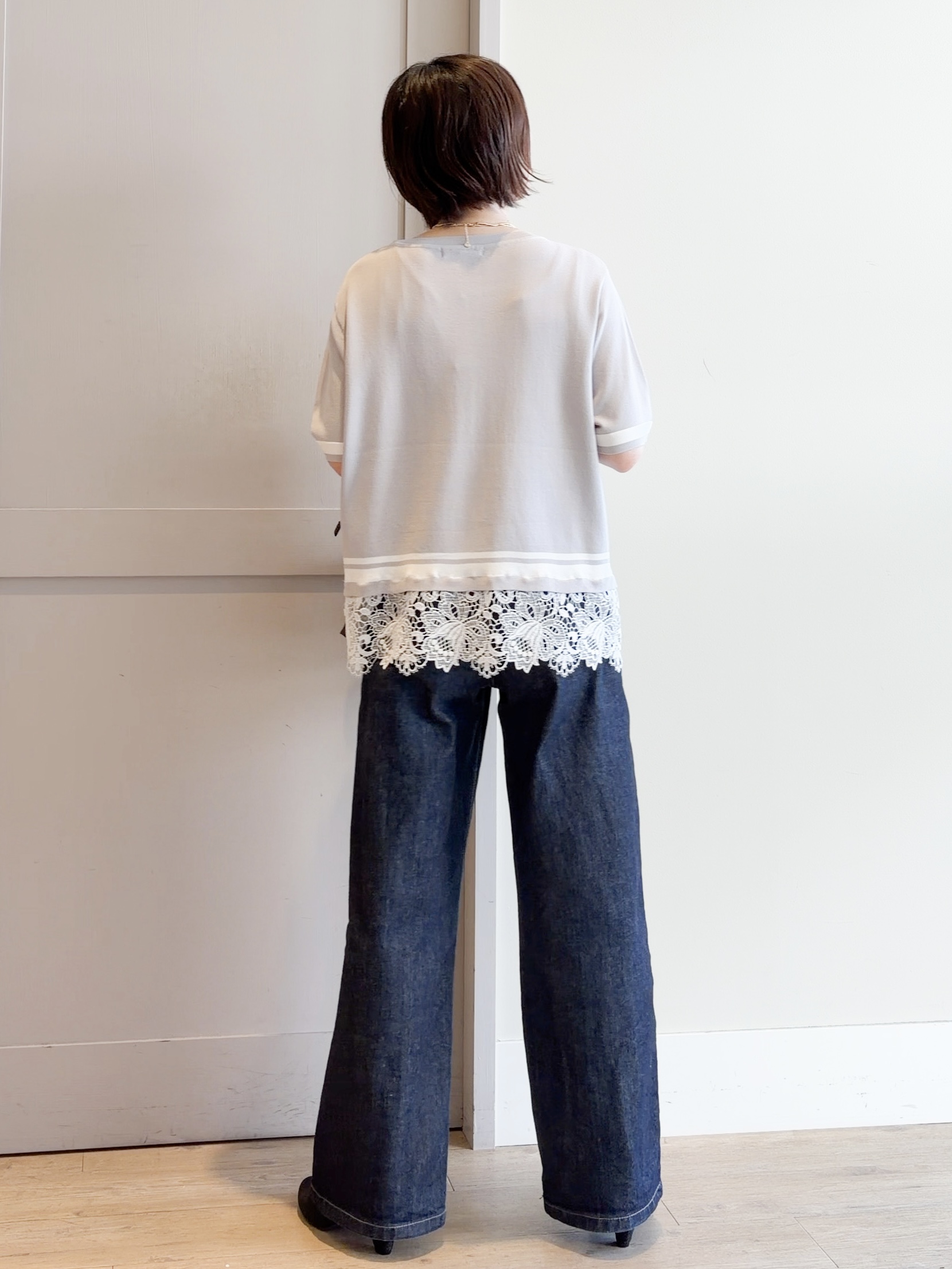 yamakoさんの「grove｜【シリーズ累計36万枚／UVカット・洗濯機OK】やわらかドライタッチレースドッキングニット」を使ったコーディネート