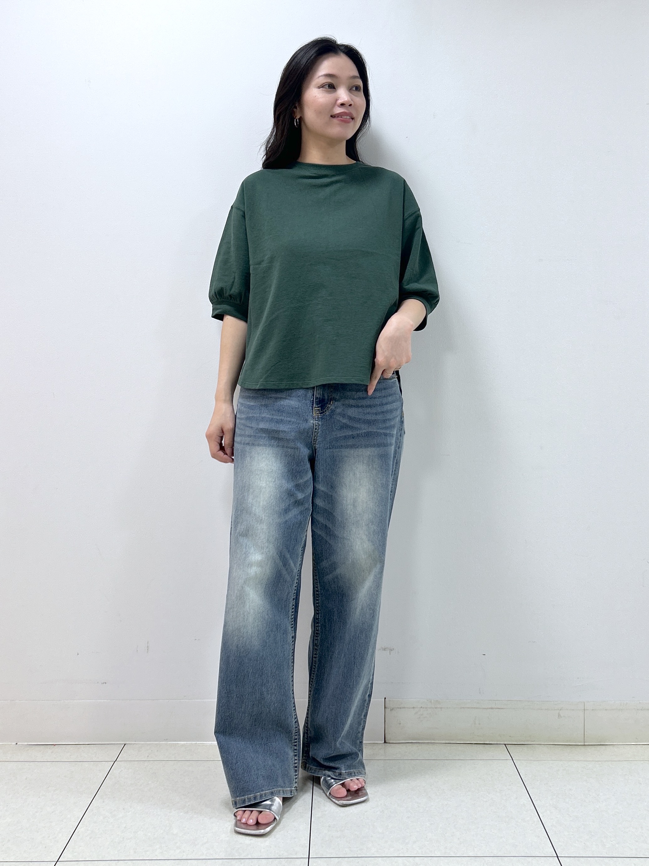 Kaiさんの「Dessin｜【高レビュー/洗える/XS-L】バックヘンリーミニ裏毛 5分袖」を使ったコーディネート