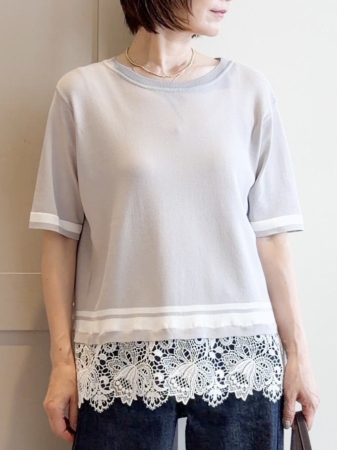 yamakoさんの「grove｜【シリーズ累計36万枚／UVカット・洗濯機OK】やわらかドライタッチレースドッキングニット」を使ったコーディネート