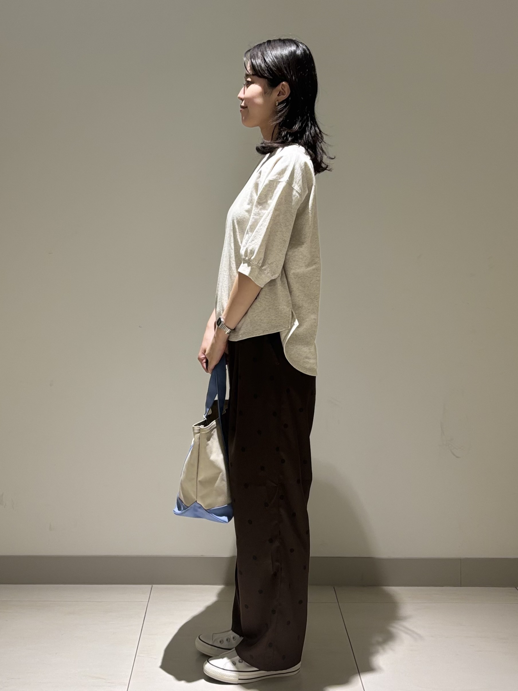 mayuさんの「Dessin｜【高レビュー/洗える/XS-L】バックヘンリーミニ裏毛 5分袖」を使ったコーディネート
