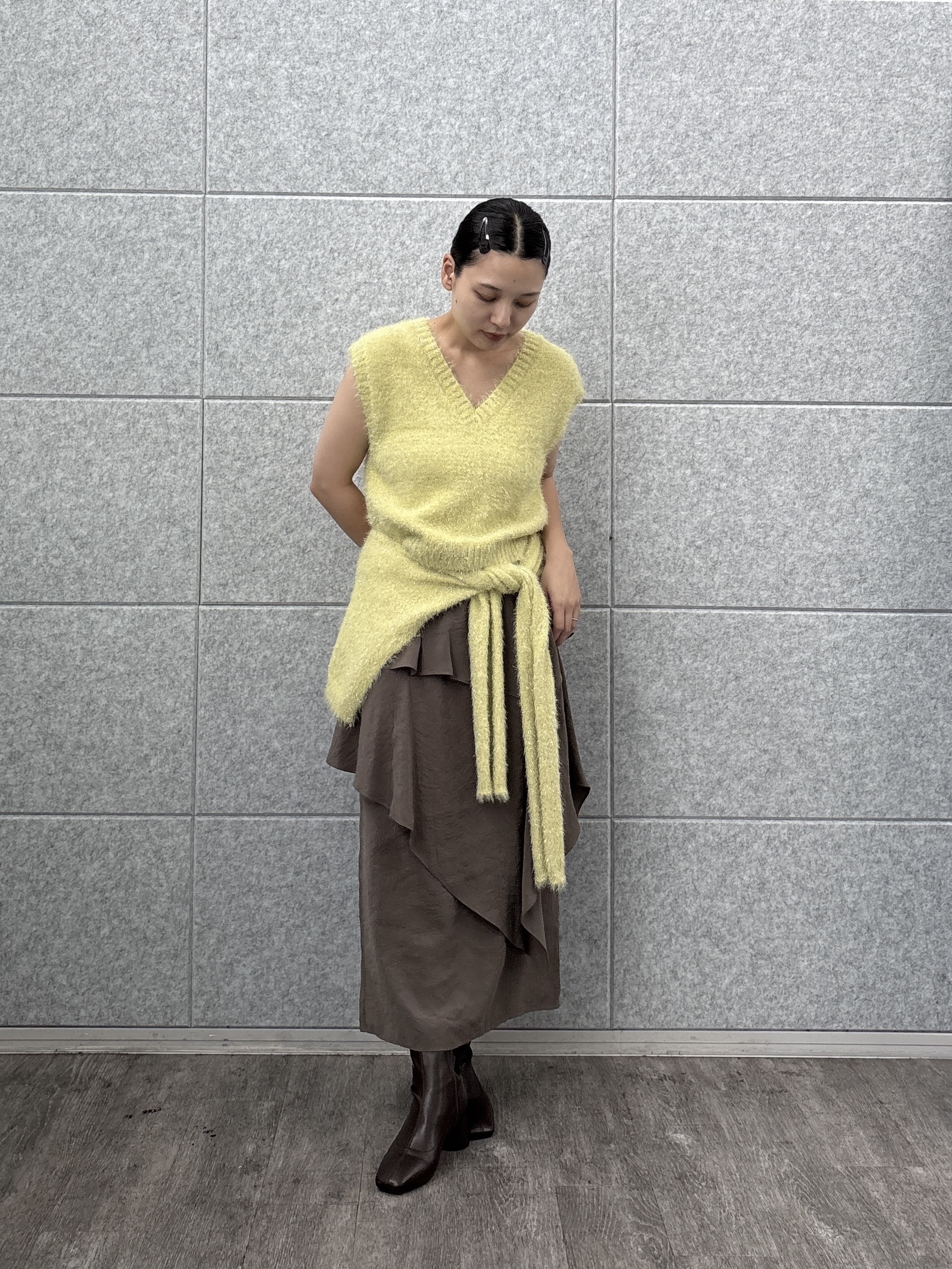 ayanoさんの「INDIVI｜シャギーニット ストール付きトップス」を使ったコーディネート