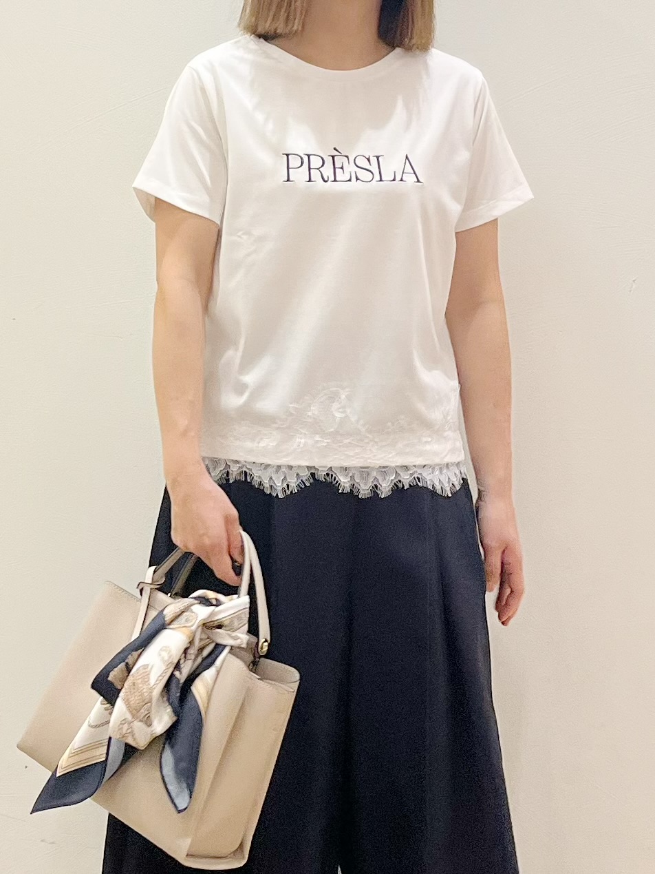 kcさんの「OPAQUE.CLIP｜【接触冷感／UVケア】裾レースロゴTシャツ《洗濯機OK／S-3L》」を使ったコーディネート