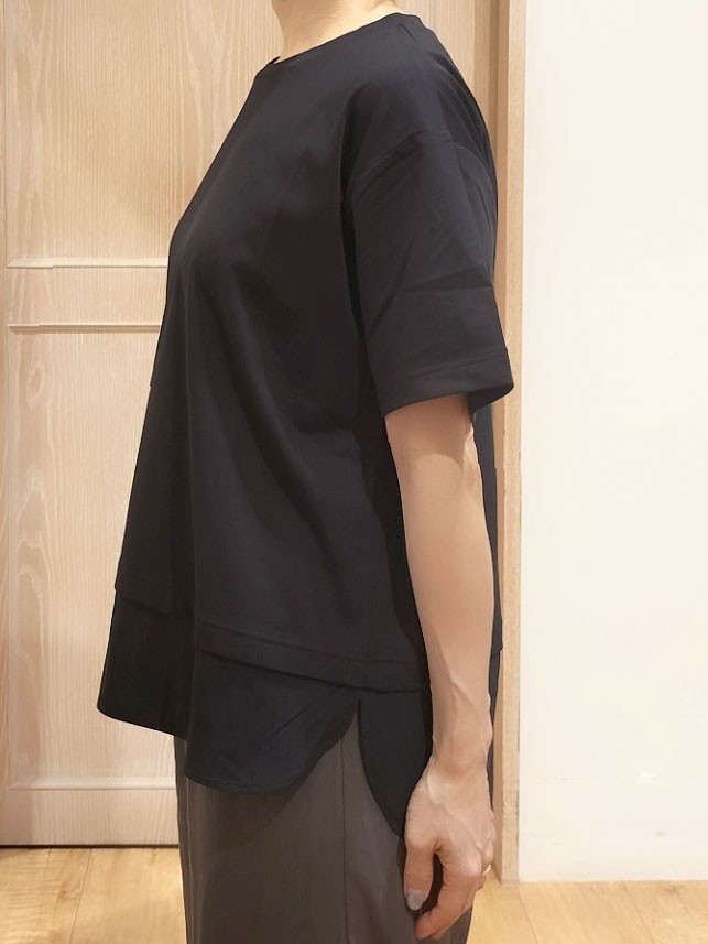 YUKIさんの「SHOO･LA･RUE｜【体型カバー/S-LL/洗濯機可】インせず着られる 異素材ドッキングTシャツ」を使ったコーディネート