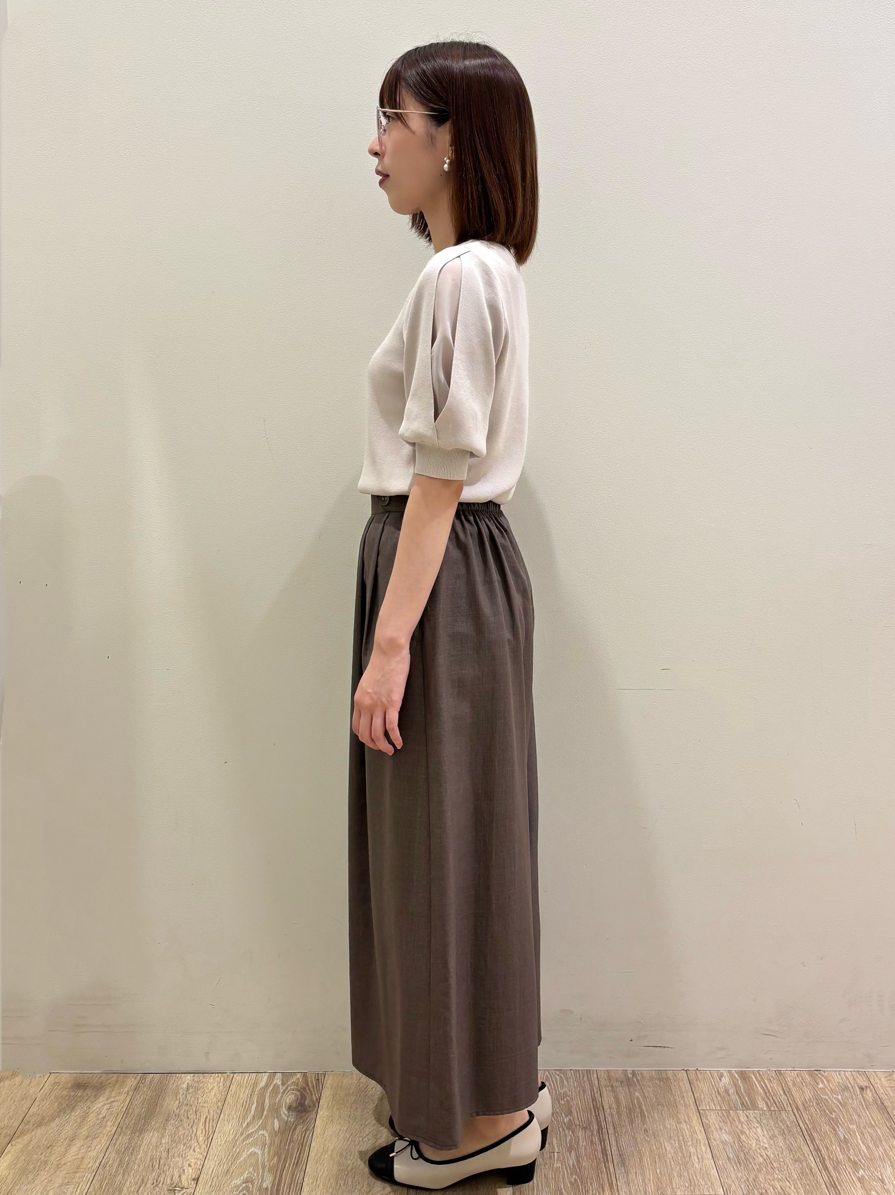 honamiさんの「index｜【接触冷感／UVケア】クールタッチラップスリーブニット《洗濯機OK／XS～3L／9col》」を使ったコーディネート