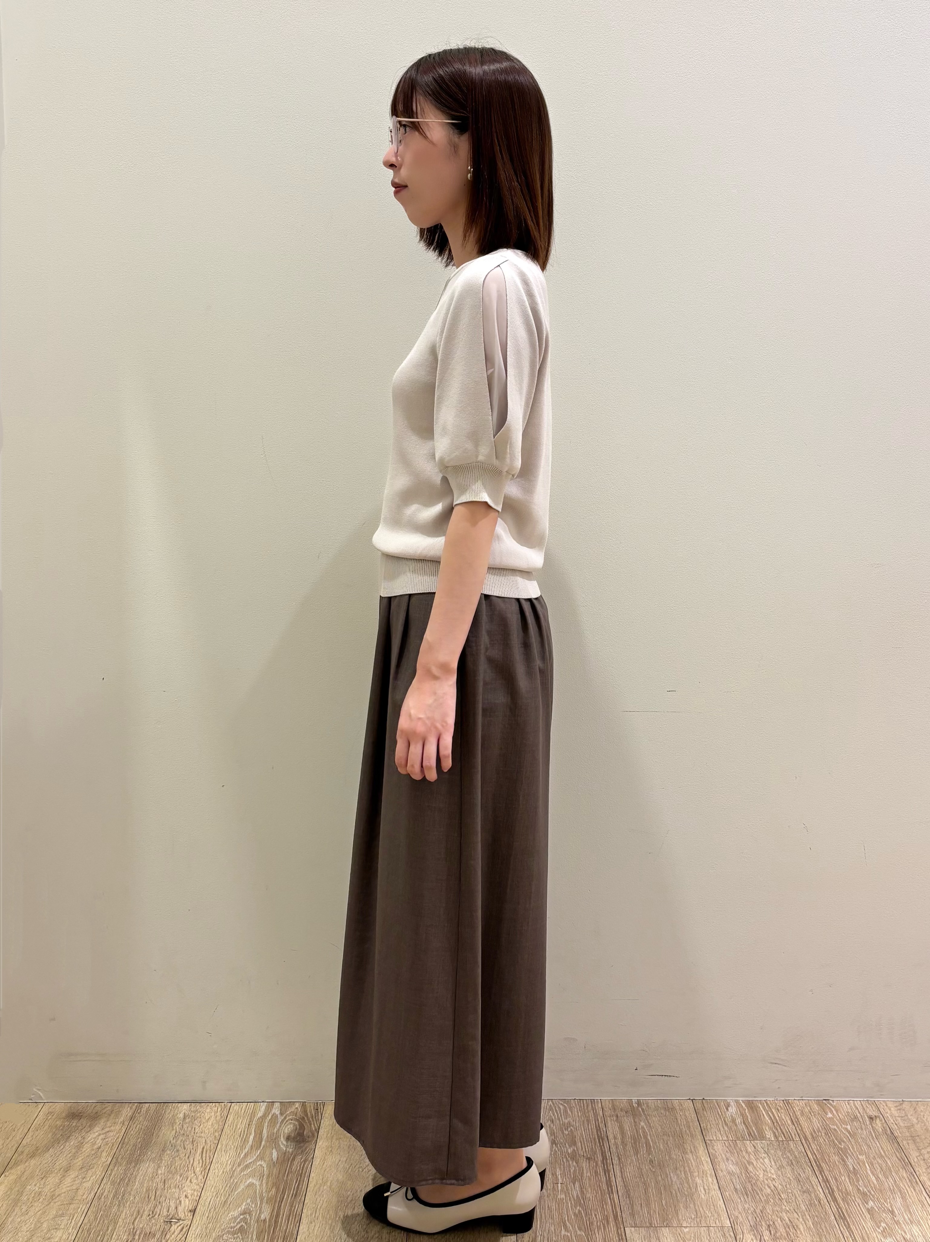 honamiさんの「index｜【接触冷感／UVケア】クールタッチラップスリーブニット《洗濯機OK／XS～3L／9col》」を使ったコーディネート