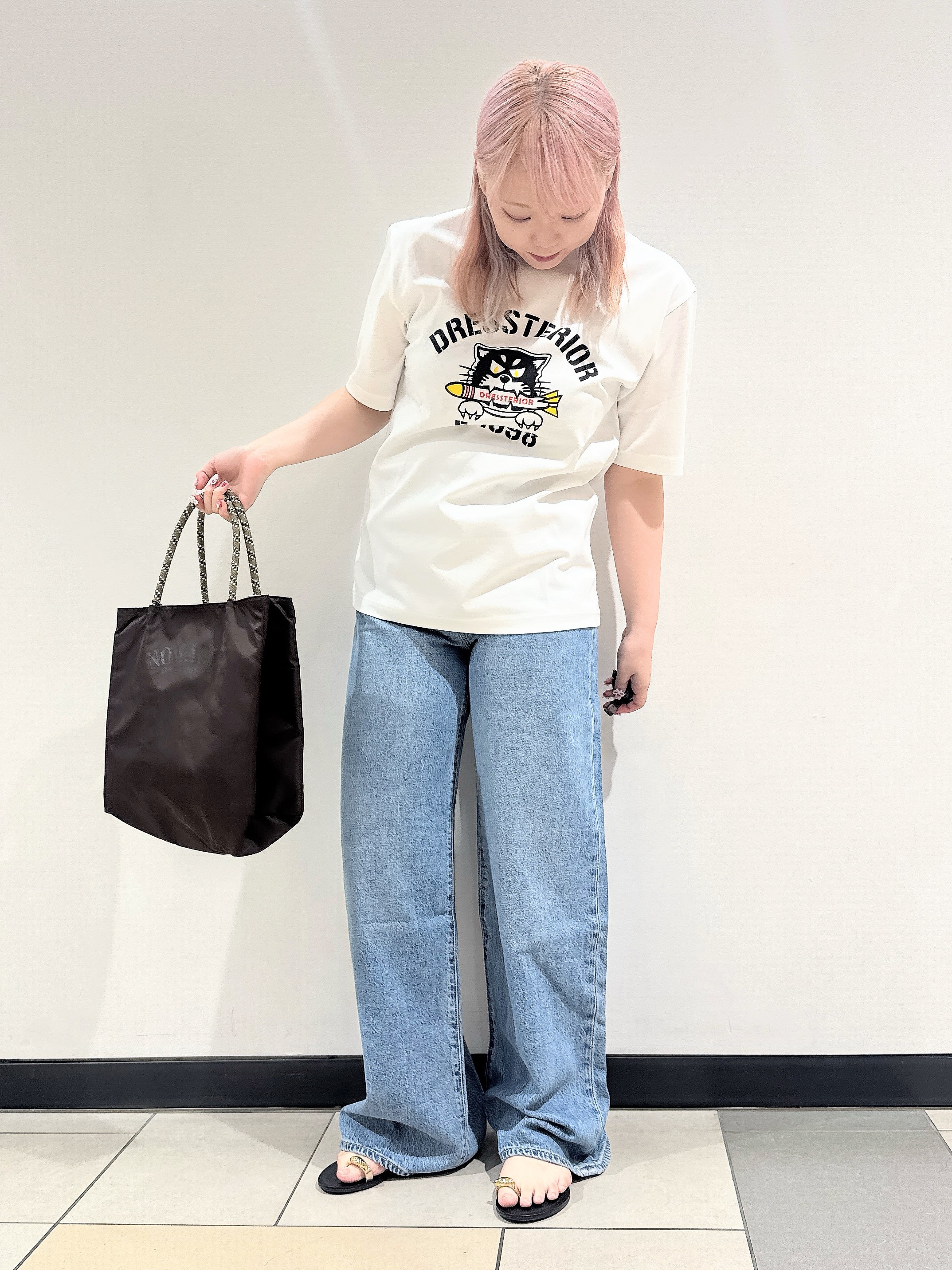 なかもとあきさんの「DRESSTERIOR｜【接触冷感／抗菌防臭／消臭】ICE CLEAR COTTON ミサイルキャットTシャツ」を使ったコーディネート