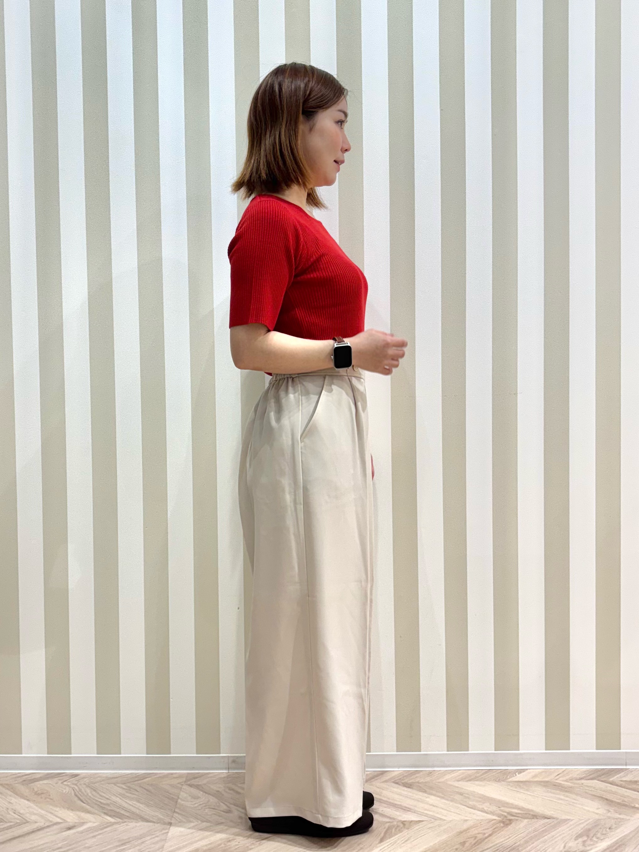 ナギさんの「SHOO･LA･RUE｜【毛玉になりにくい/洗濯機可/S-LL】大人上品な 5分袖スクエアトップス」を使ったコーディネート