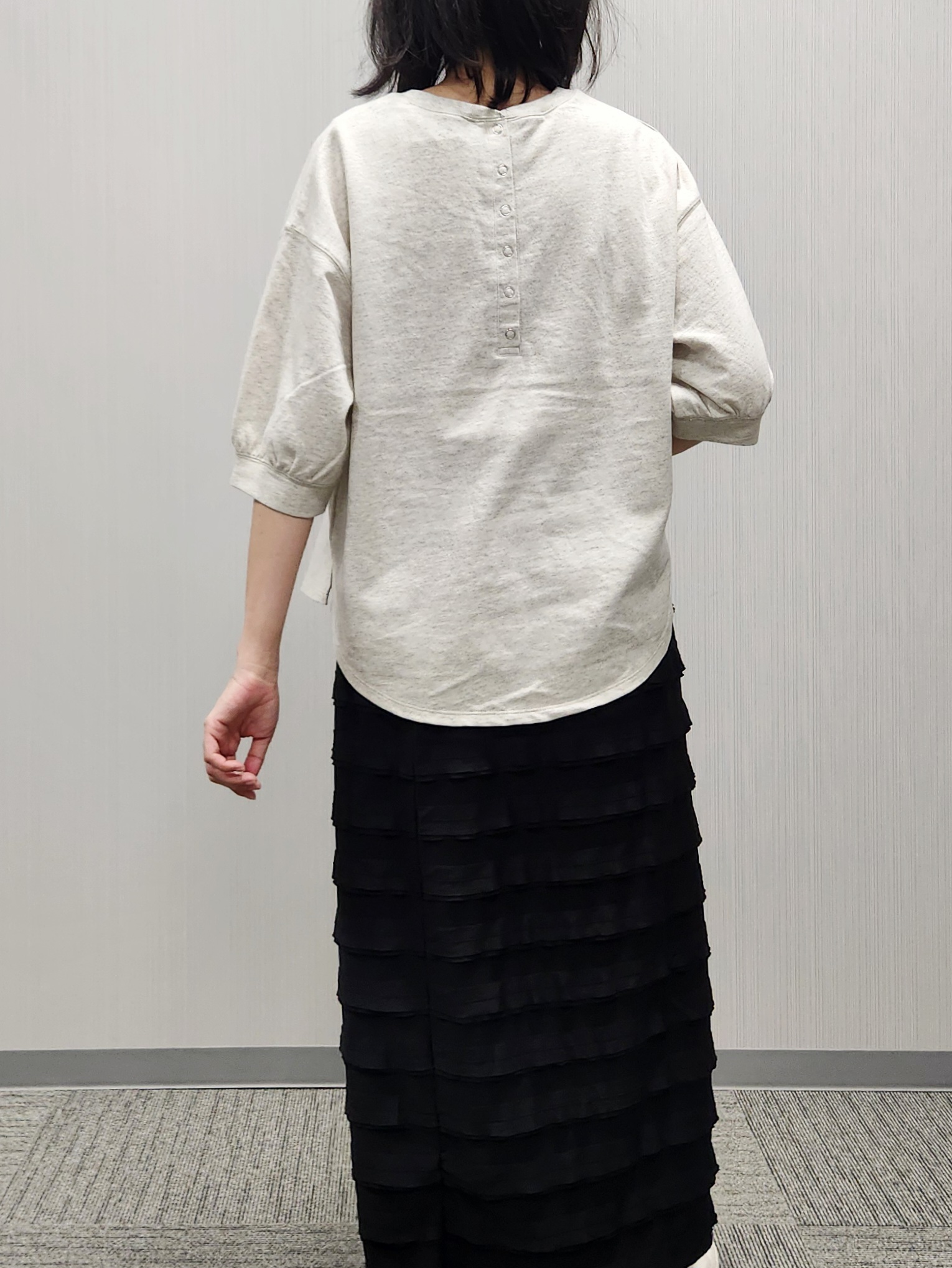 naraさんの「Dessin｜【高レビュー/洗える/XS-L】バックヘンリーミニ裏毛 5分袖」を使ったコーディネート