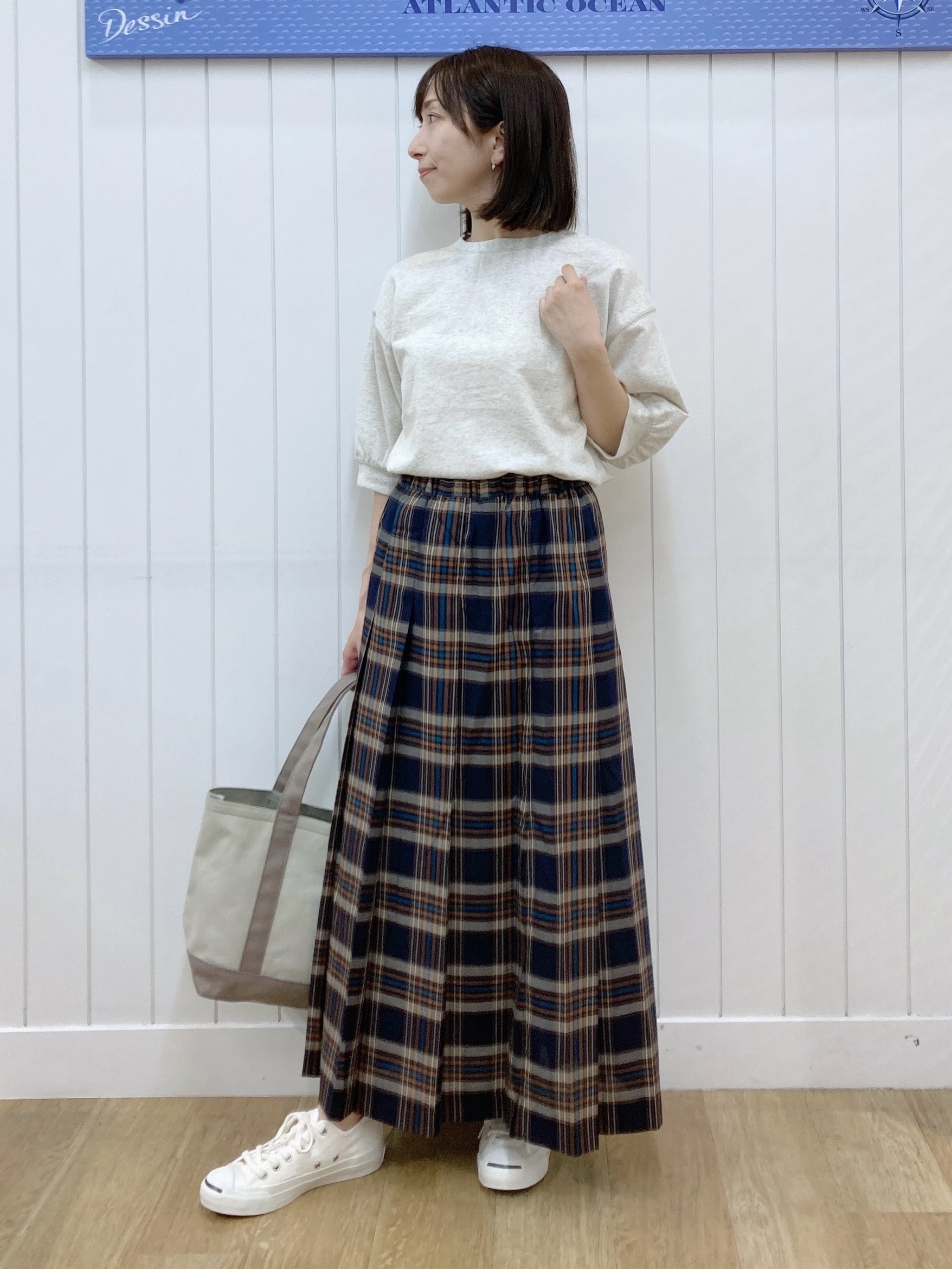 yoshiさんの「Dessin｜【高レビュー/洗える/XS-L】バックヘンリーミニ裏毛 5分袖」を使ったコーディネート