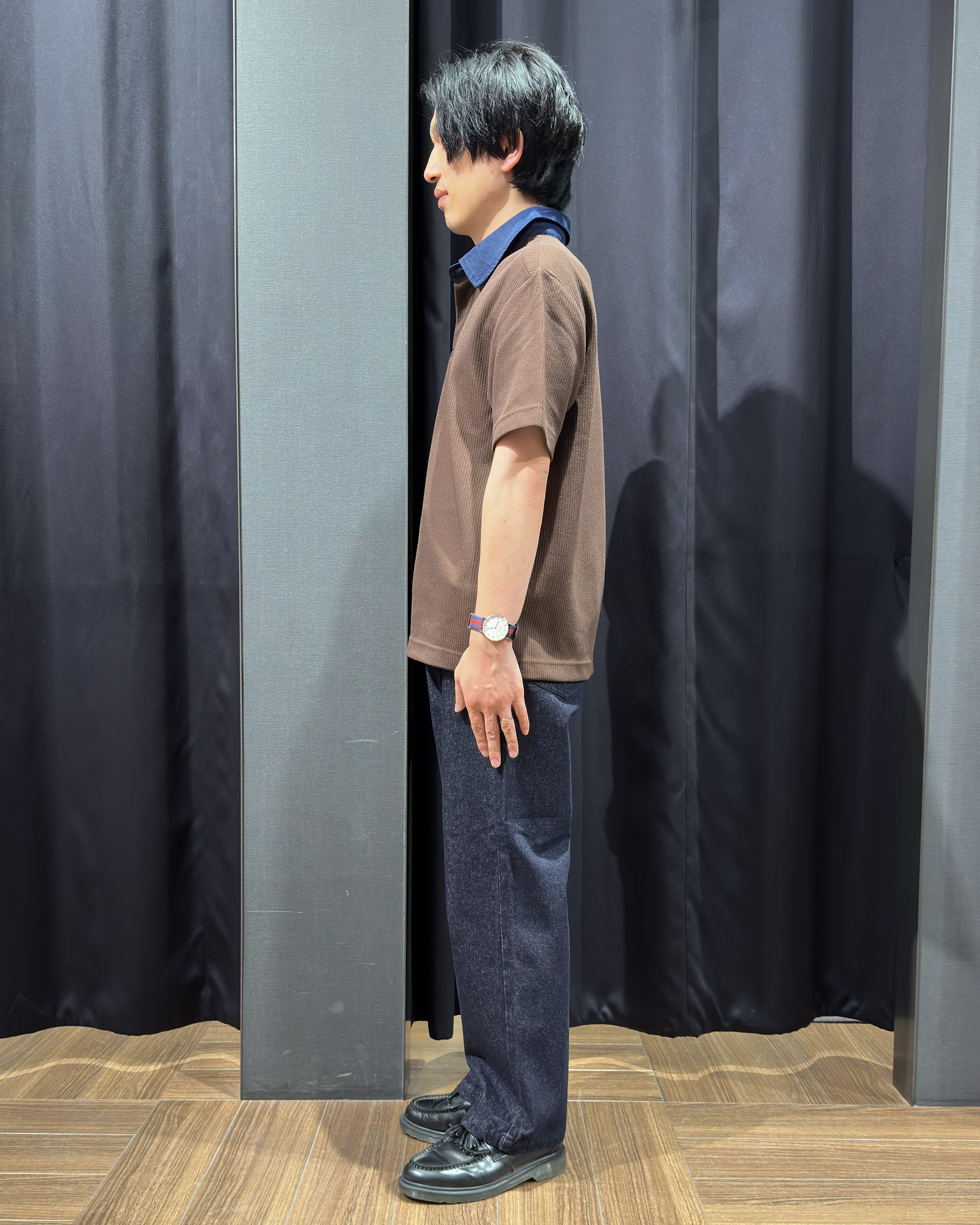 tomoyaさんの「THE SHOP TK｜【洗濯機OK】デニム襟 半袖ポロシャツ」を使ったコーディネート