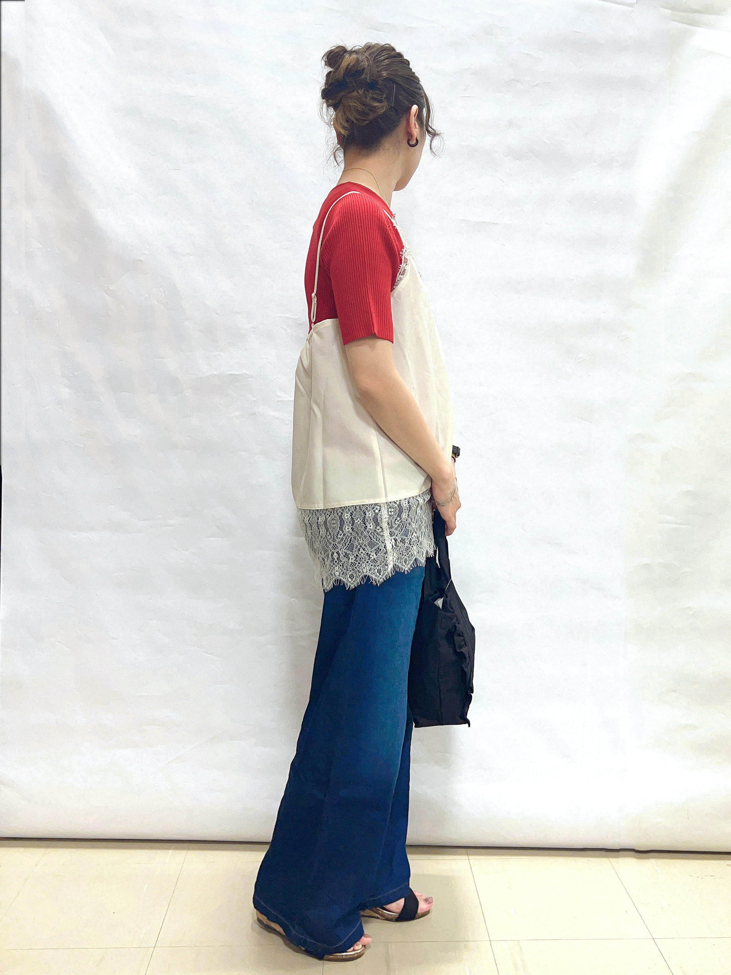 まっつんさんの「SHOO･LA･RUE｜【毛玉になりにくい/洗濯機可/S-LL】大人上品な 5分袖スクエアトップス」を使ったコーディネート
