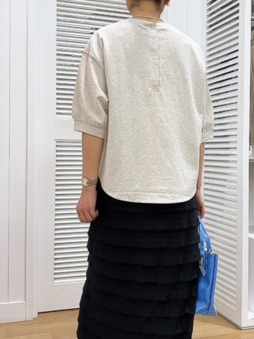 Yasucoさんの「Dessin｜【高レビュー/洗える/XS-L】バックヘンリーミニ裏毛 5分袖」を使ったコーディネート