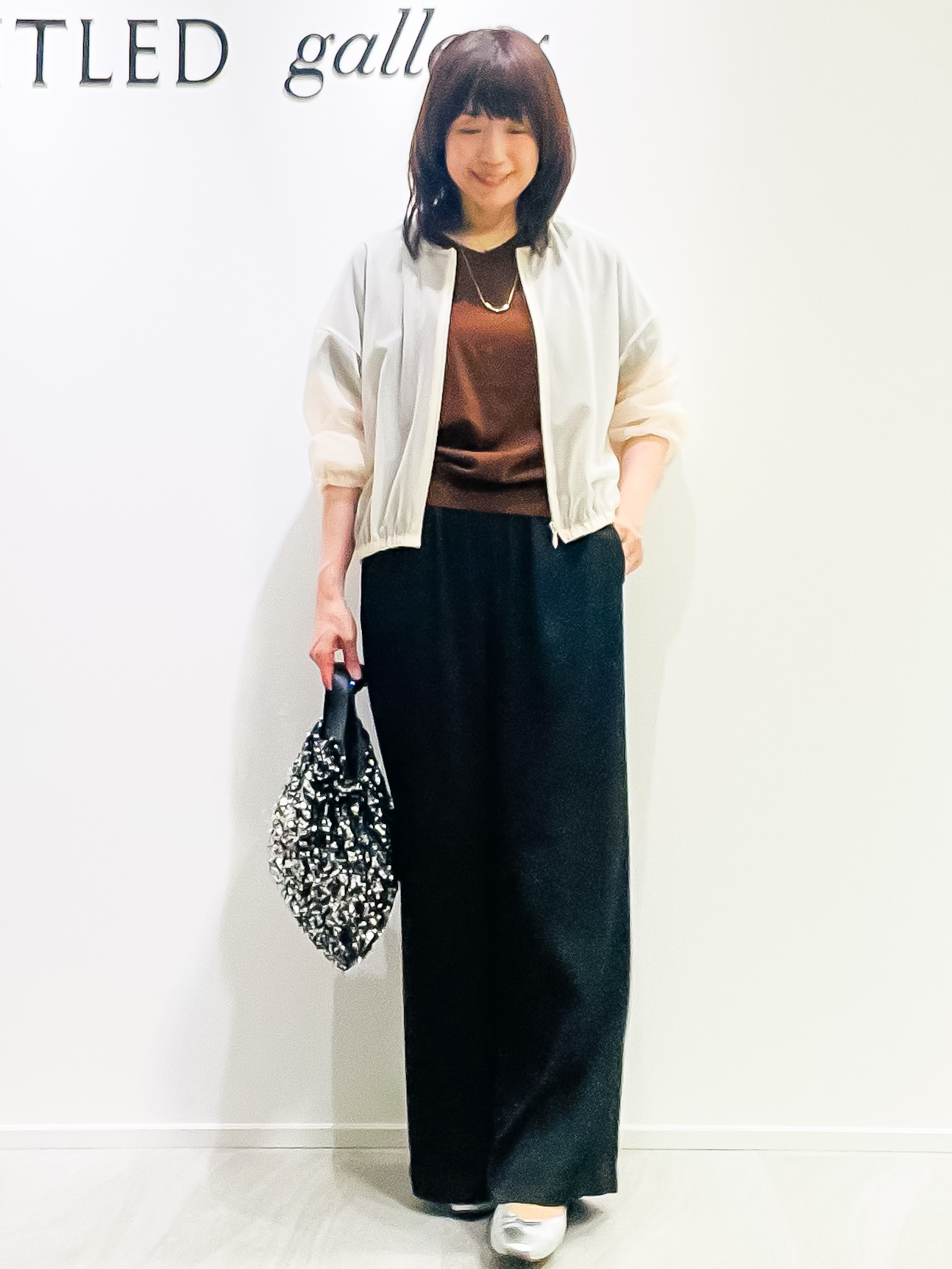 めいさんの「UNTITLED｜【秋羽織り/ジップ】トリコットシアーブラウス」を使ったコーディネート