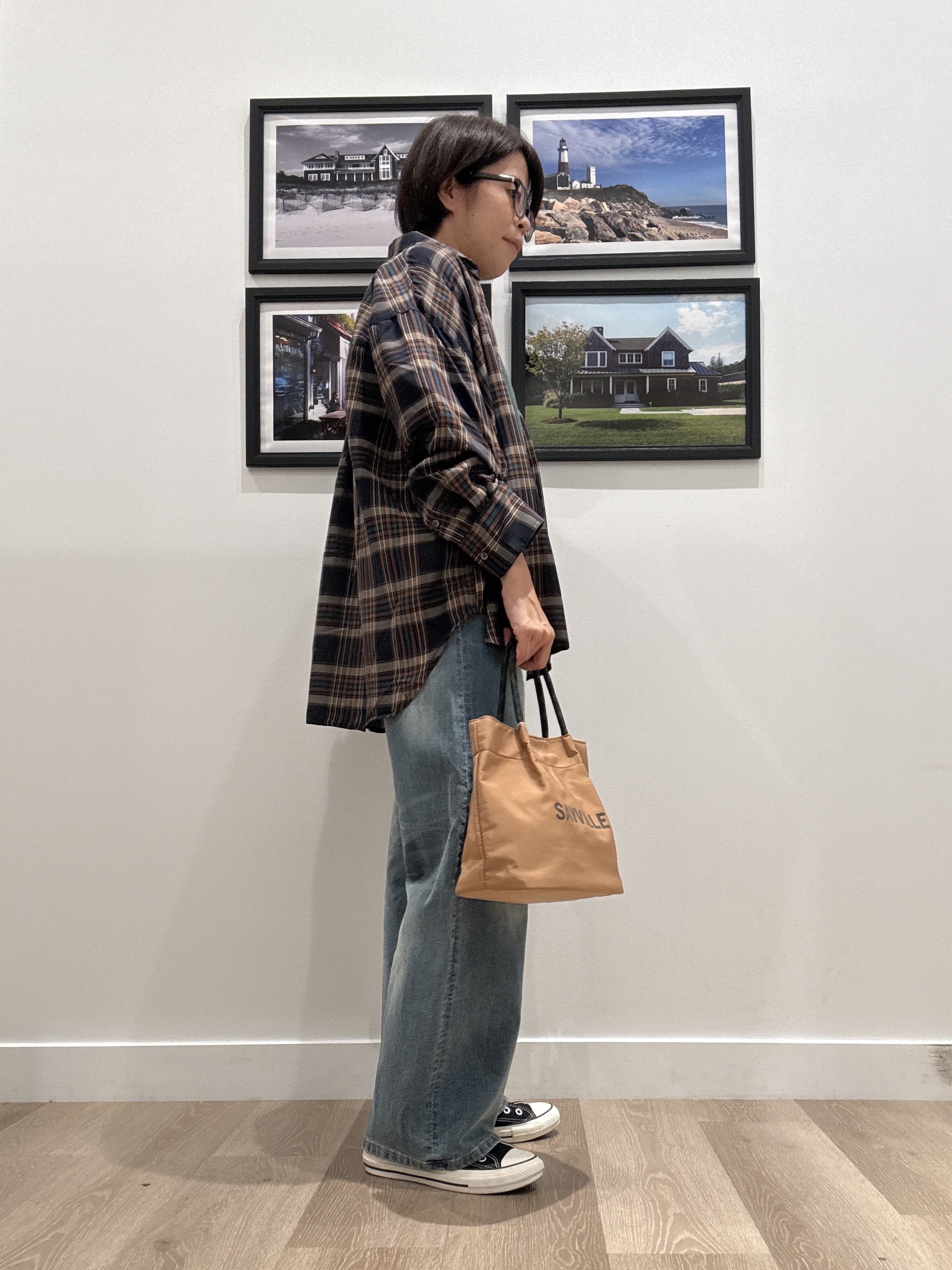 Naoさんの「Dessin｜【セットアップ可/洗える】シアーチェック オーバーシャツ」を使ったコーディネート