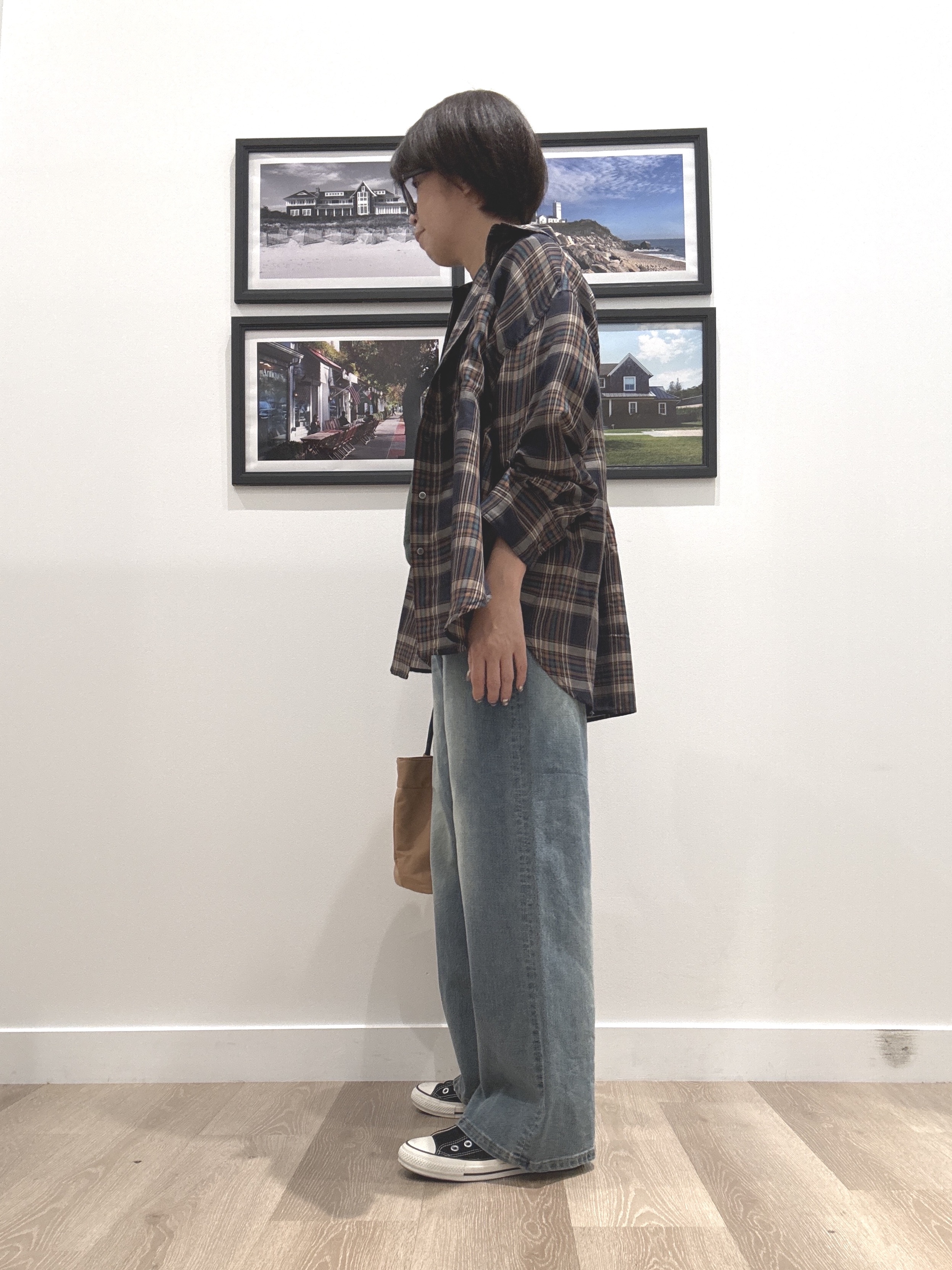 Naoさんの「Dessin｜【セットアップ可/洗える】シアーチェック オーバーシャツ」を使ったコーディネート