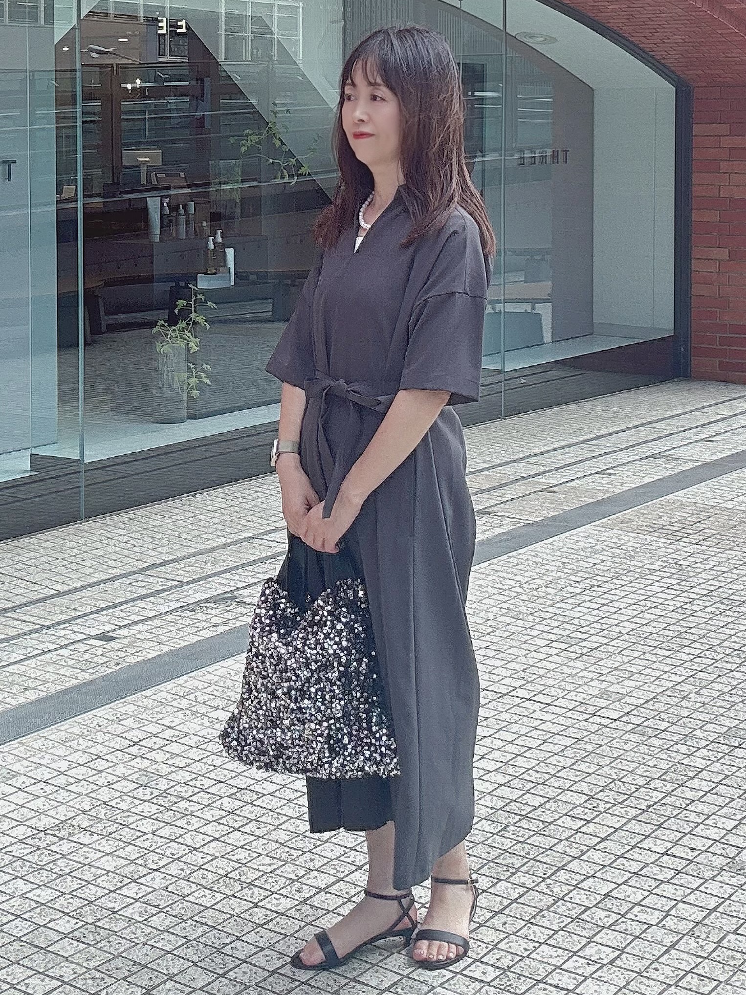 makiさんの「UNTITLED｜【初秋も活躍/UVカット/接触冷感】エアリークールワンピース」を使ったコーディネート