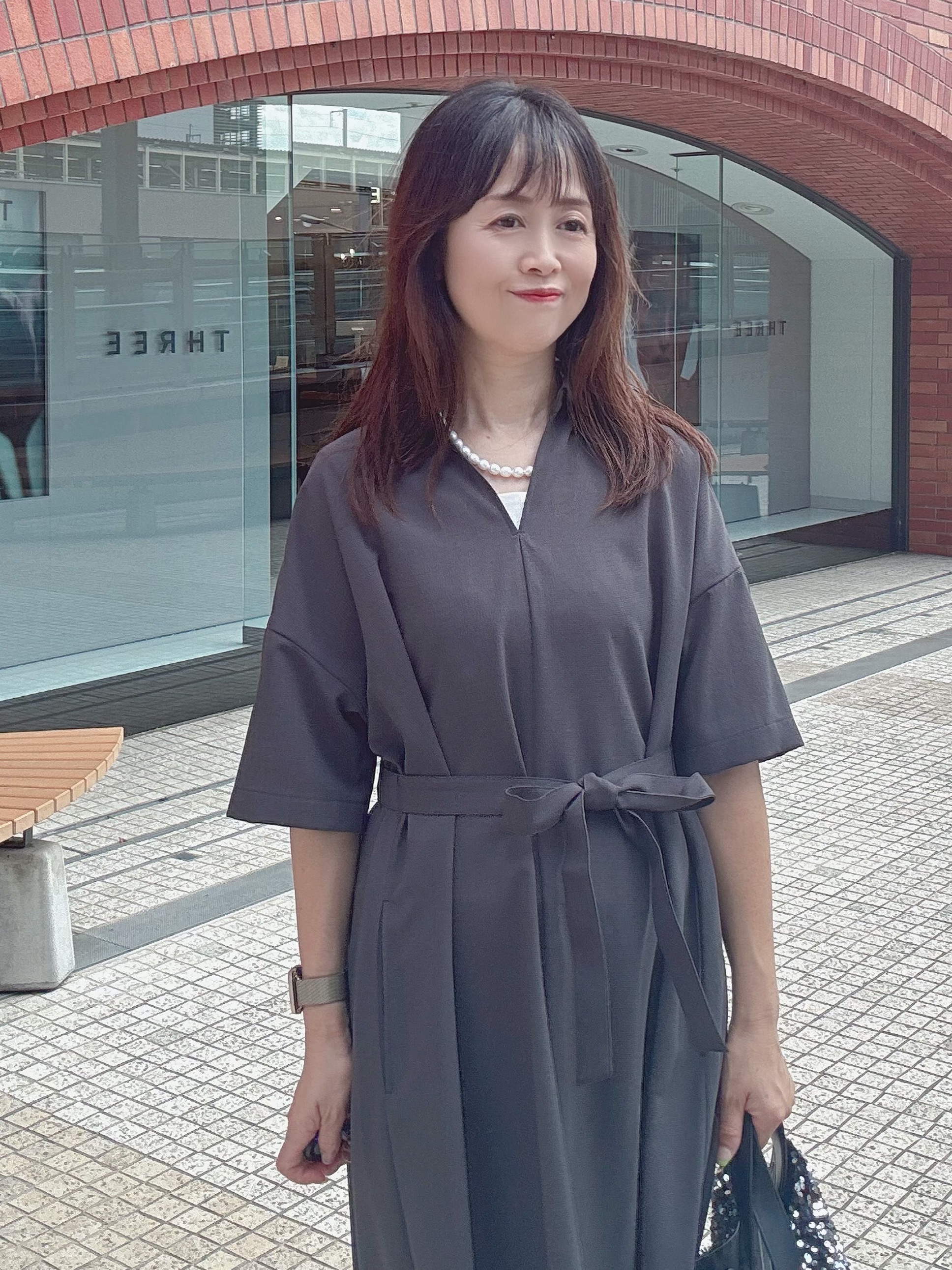 makiさんの「UNTITLED｜【初秋も活躍/UVカット/接触冷感】エアリークールワンピース」を使ったコーディネート