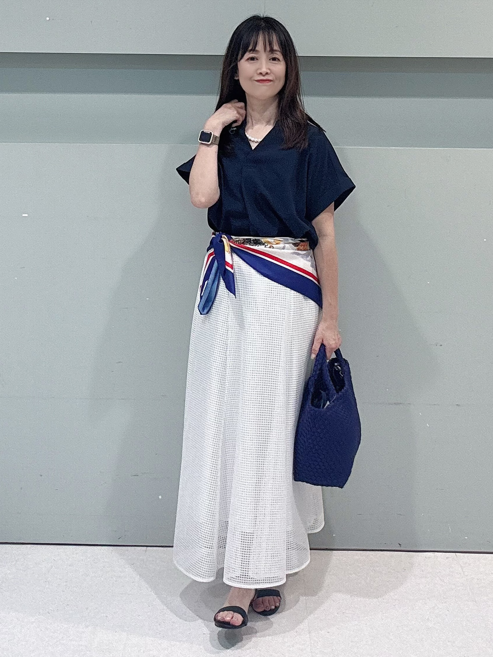 makiさんの「UNTITLED｜【セットアップ可/UVカット】エアリークールブラウス」を使ったコーディネート