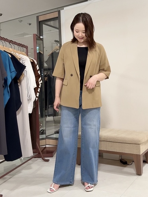 YUIさんの「UNTITLED｜【秋の通勤羽織/セットアップ可/UVカット】エアリークール半袖ジャケット」を使ったコーディネート
