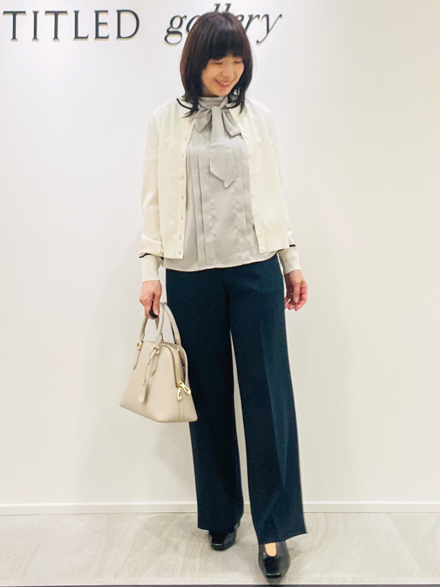 めいさんの「UNTITLED｜【アンサンブル可能/秋羽織り】コンパクトニットカーディガン」を使ったコーディネート