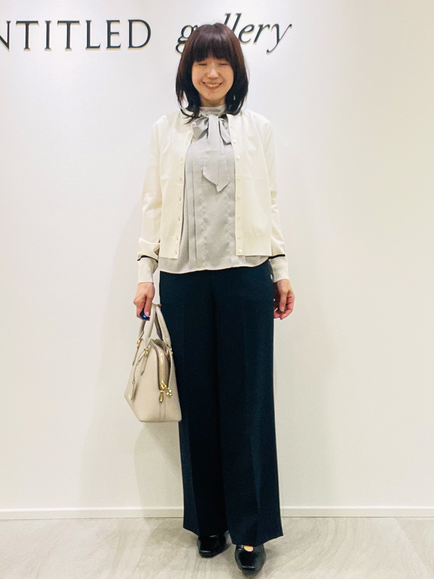 めいさんの「UNTITLED｜【アンサンブル可能/秋羽織り】コンパクトニットカーディガン」を使ったコーディネート
