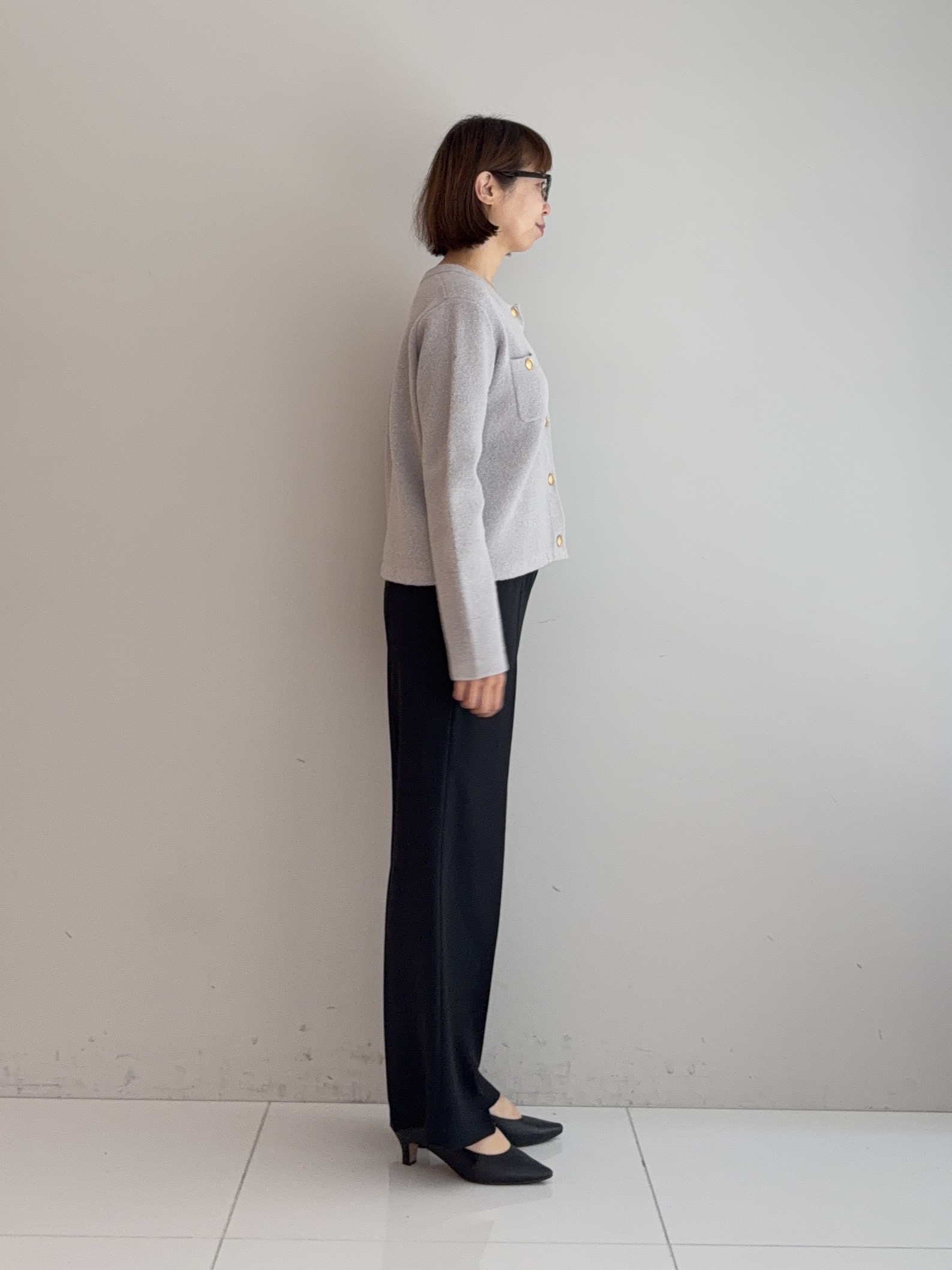 murayamaさんの「INDIVI｜【軽やか】ブークレニットジャケット」を使ったコーディネート
