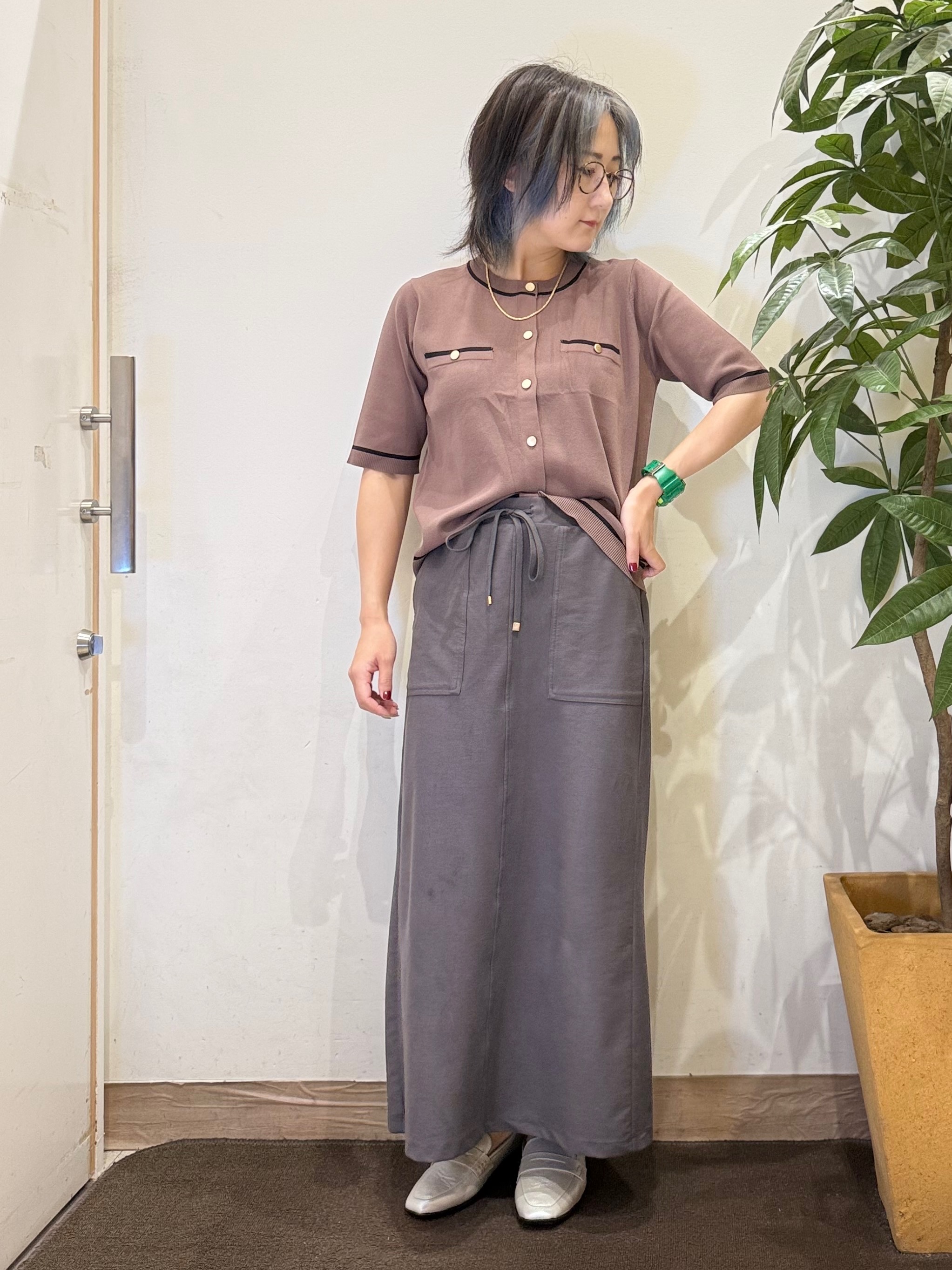 misakiさんの「SHOO･LA･RUE｜【UV/S-LL/洗濯機可】毛玉になりにくい 配色5分袖カーディガン」を使ったコーディネート