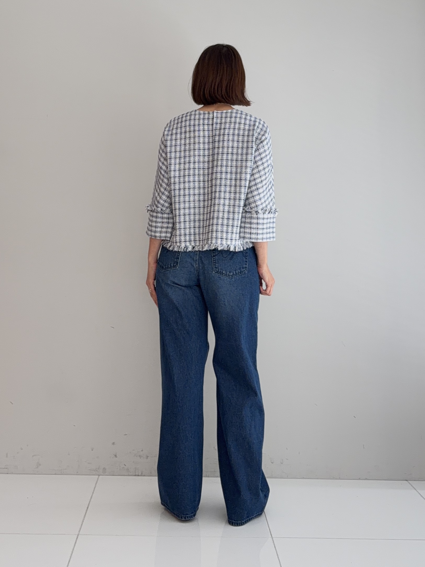 murayamaさんの「INDIVI｜【華やか／1枚でサマになる】上品ツイードブラウス」を使ったコーディネート