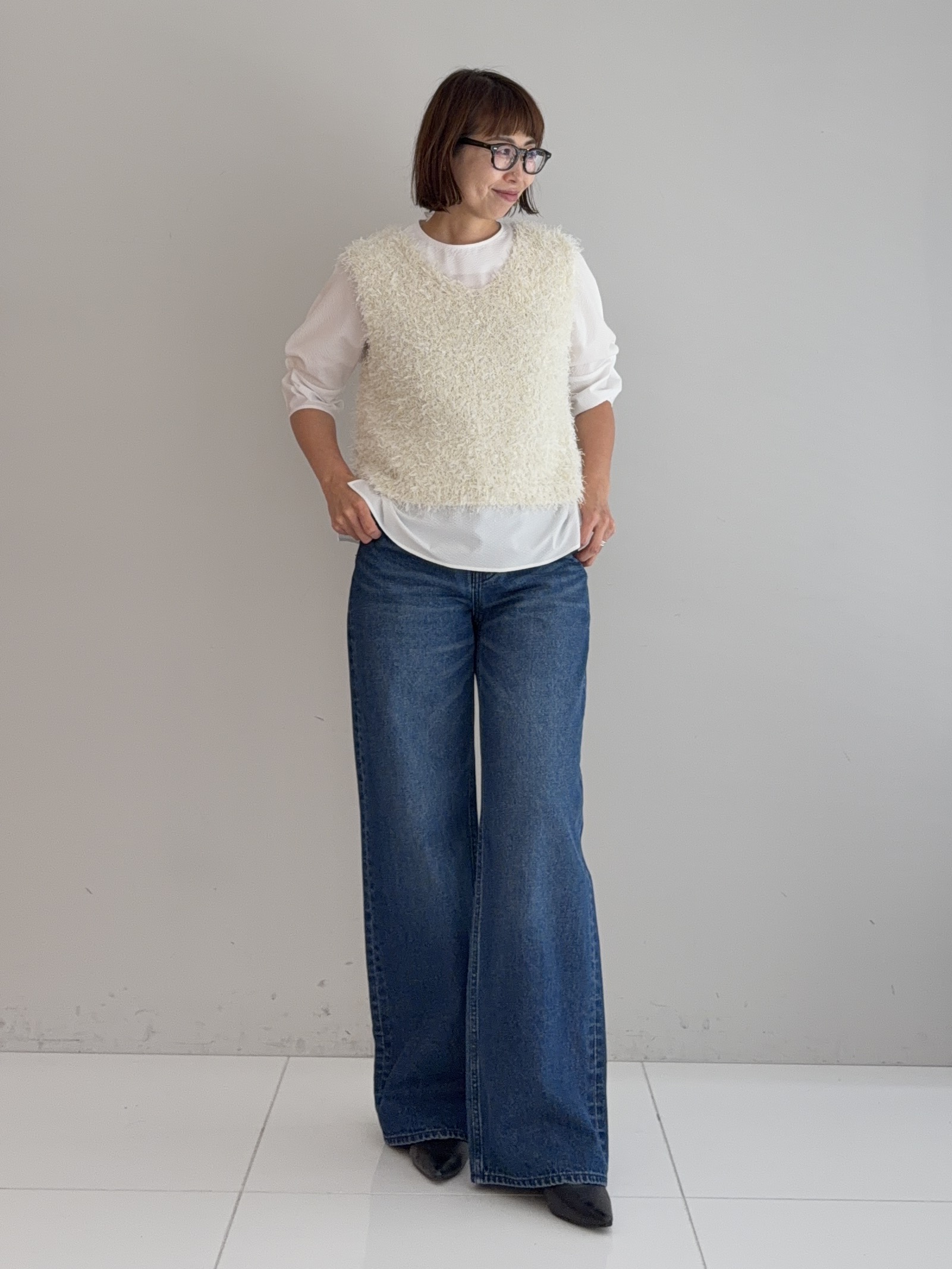 murayamaさんの「INDIVI｜【洗える／UVケア】ねじり袖サッカートップス」を使ったコーディネート
